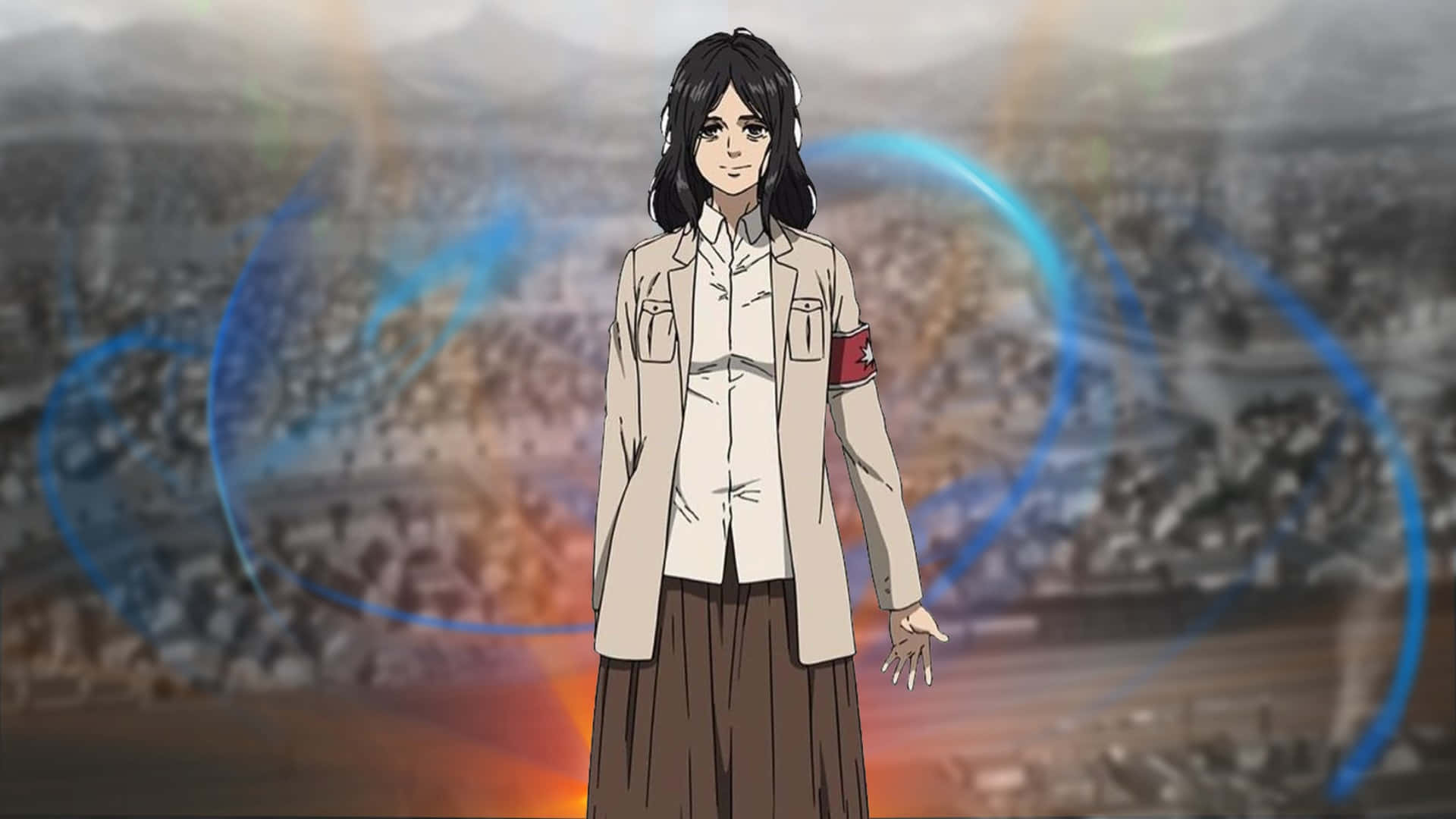 Pieck, anime girl, beige uniform, Full HD Desktop Wallpaper