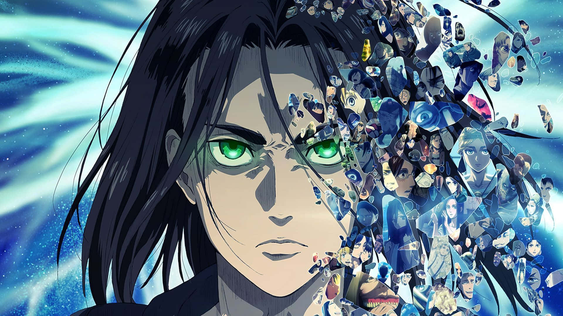 green eyes, black hair, anime character, Full HD Desktop Wallpaper