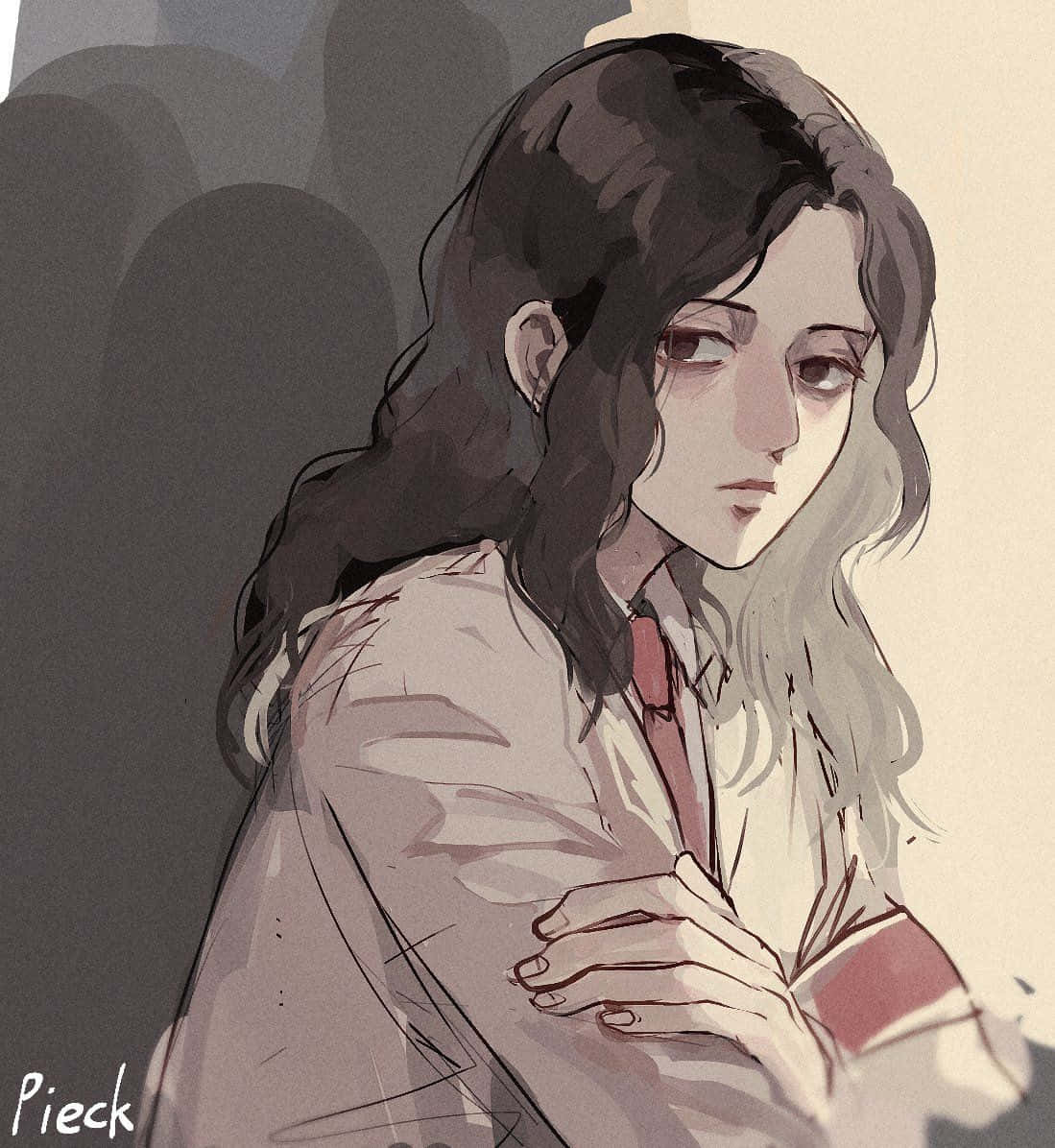 Pieck, anime girl, long dark hair, SD Phone Wallpaper