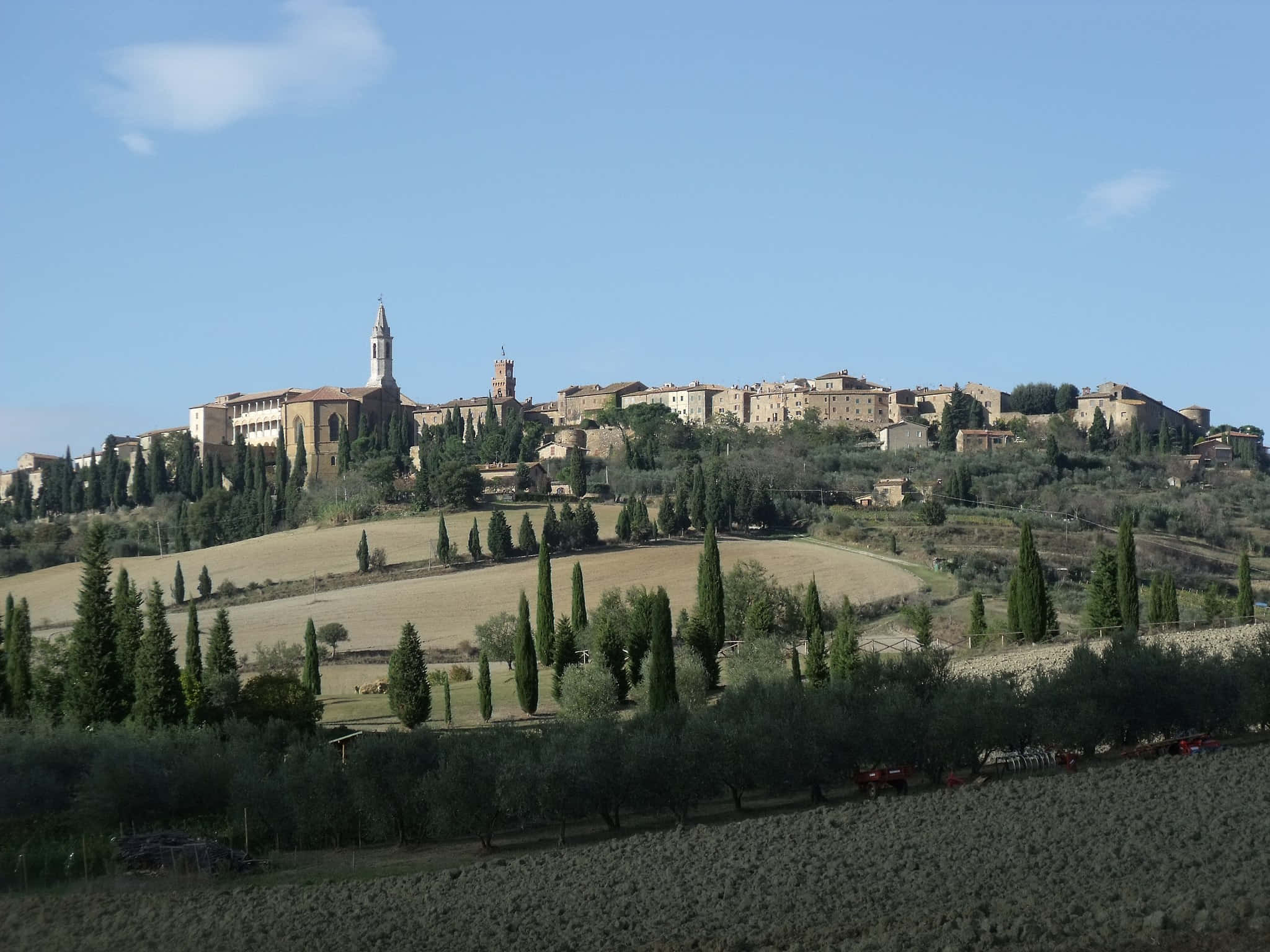 Pienza, hillside, stone buildings, Full HD Desktop Wallpaper