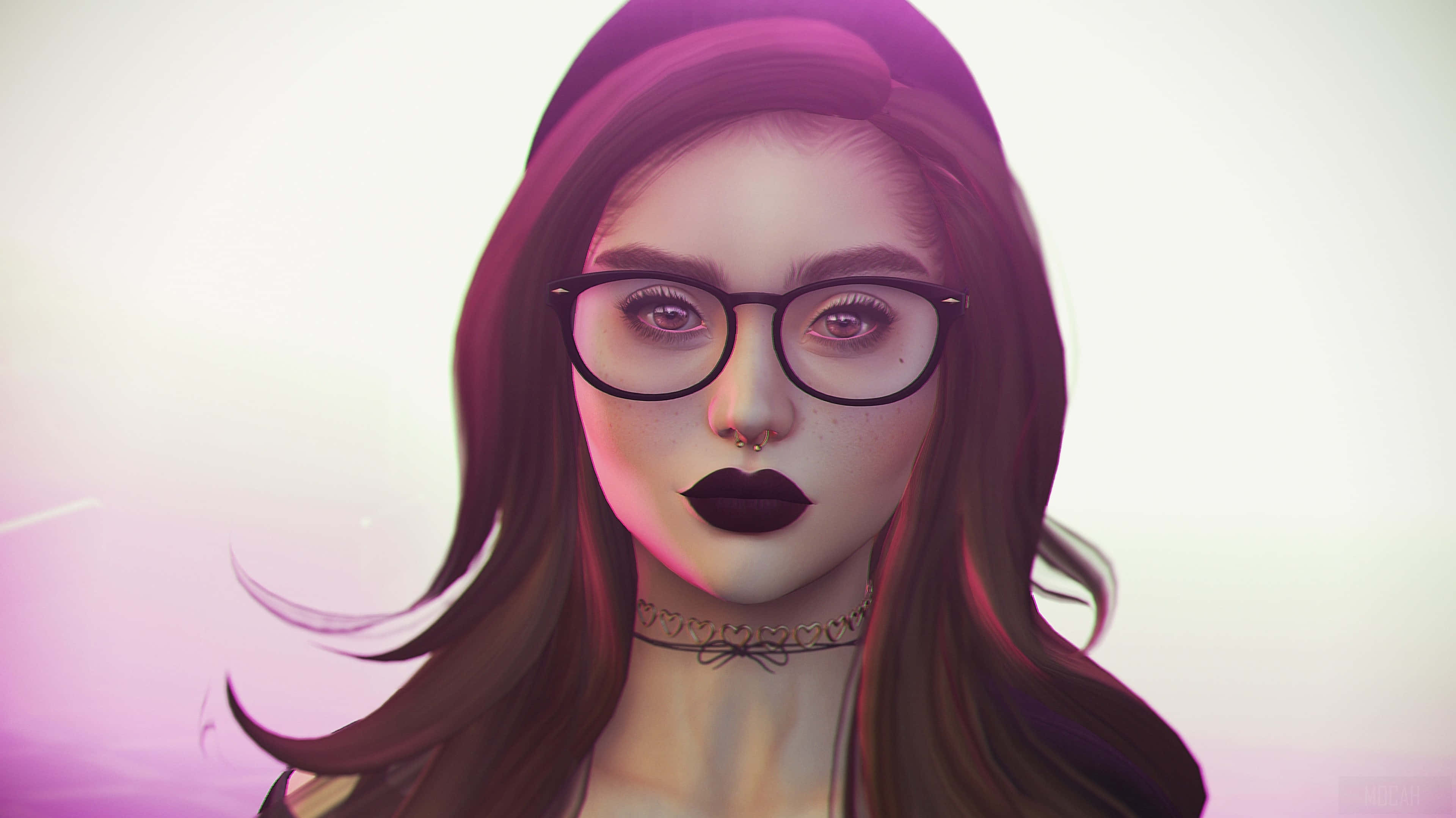 girl, piercing hair, violet, 4K Desktop Wallpaper