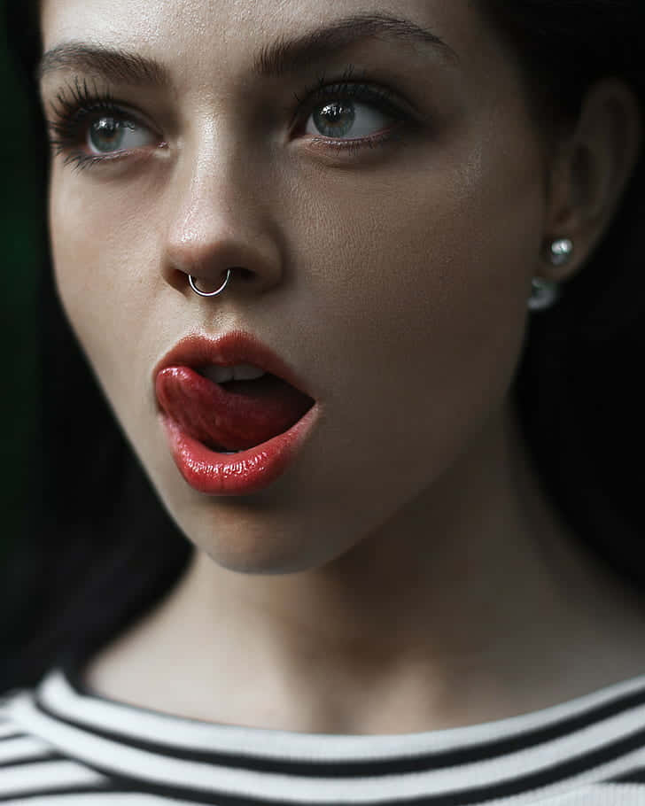 face piercing, woman, red, SD Phone Wallpaper