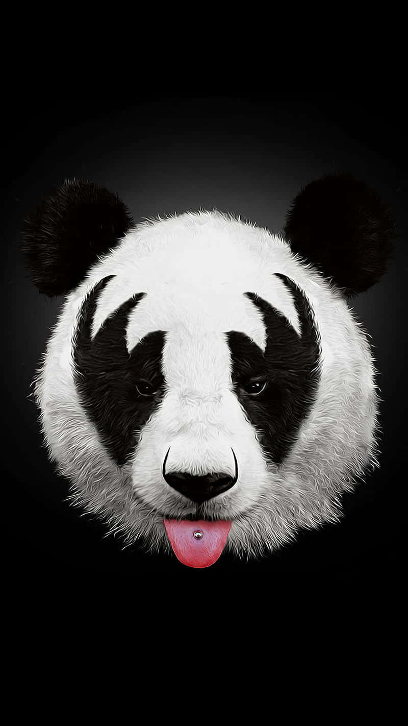 panda, piercings, tongue out, HD Phone Wallpaper