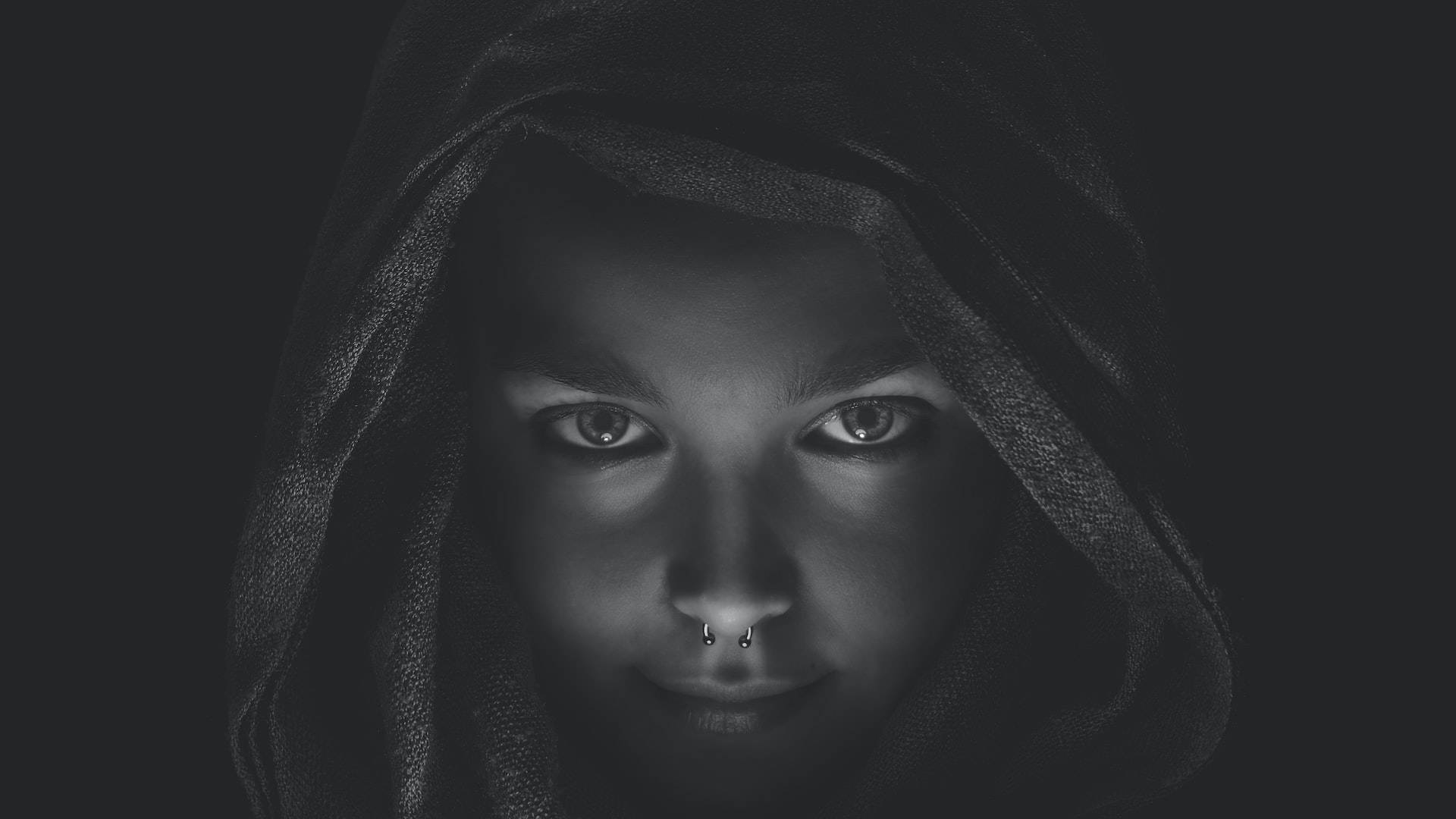 dark girl, septum piercing, dramatic chiaroscuro lighting, Full HD Desktop Wallpaper