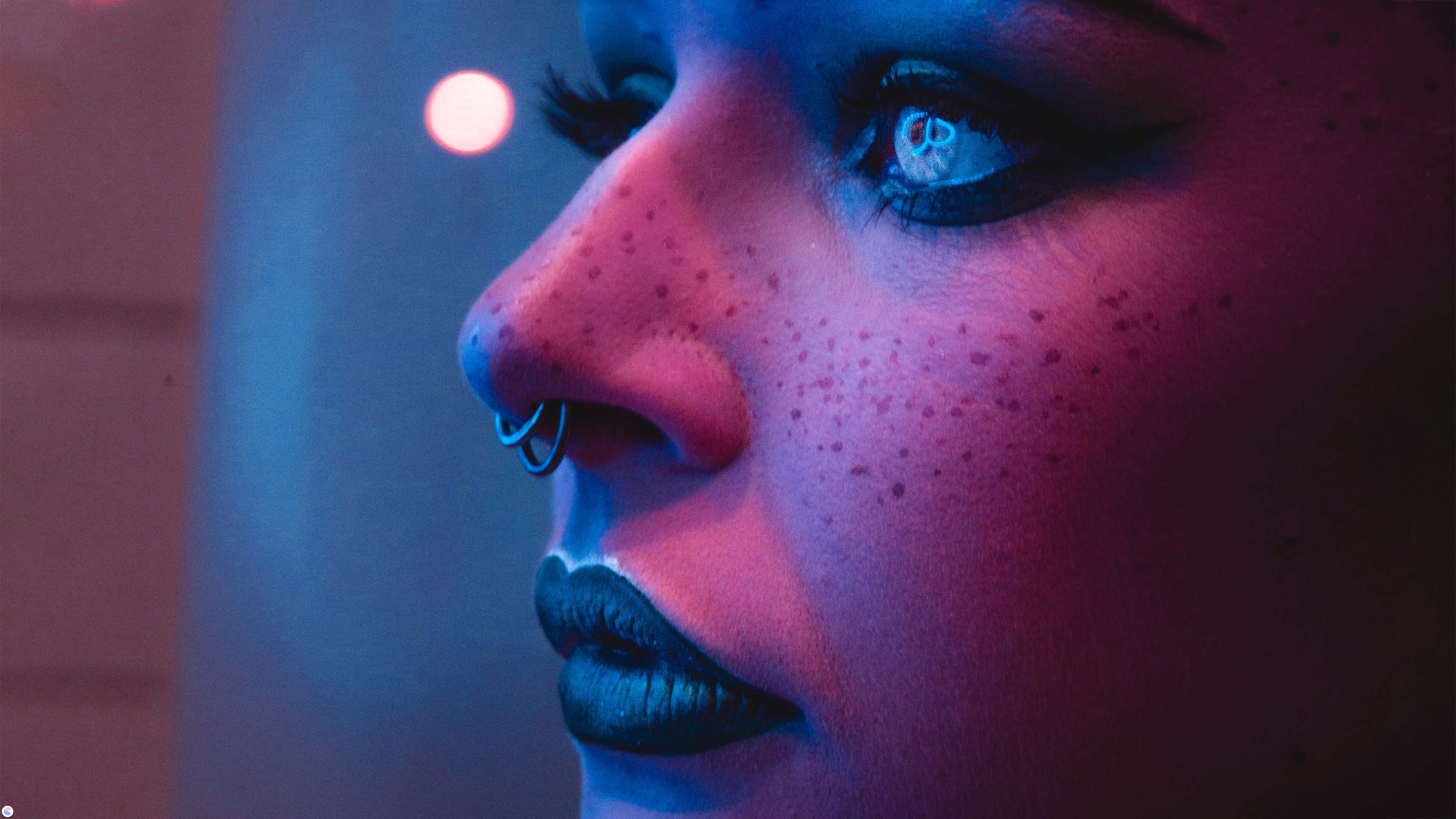 minimal techno melody piercing, neon pink, neon blue, 4K Desktop Wallpaper