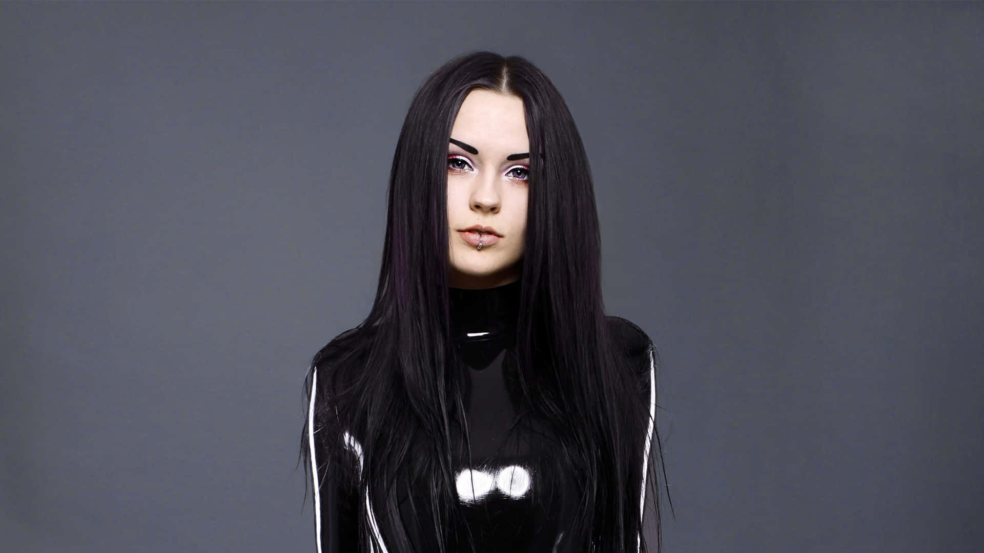 model catsuit, black, piercing, Full HD Desktop Wallpaper