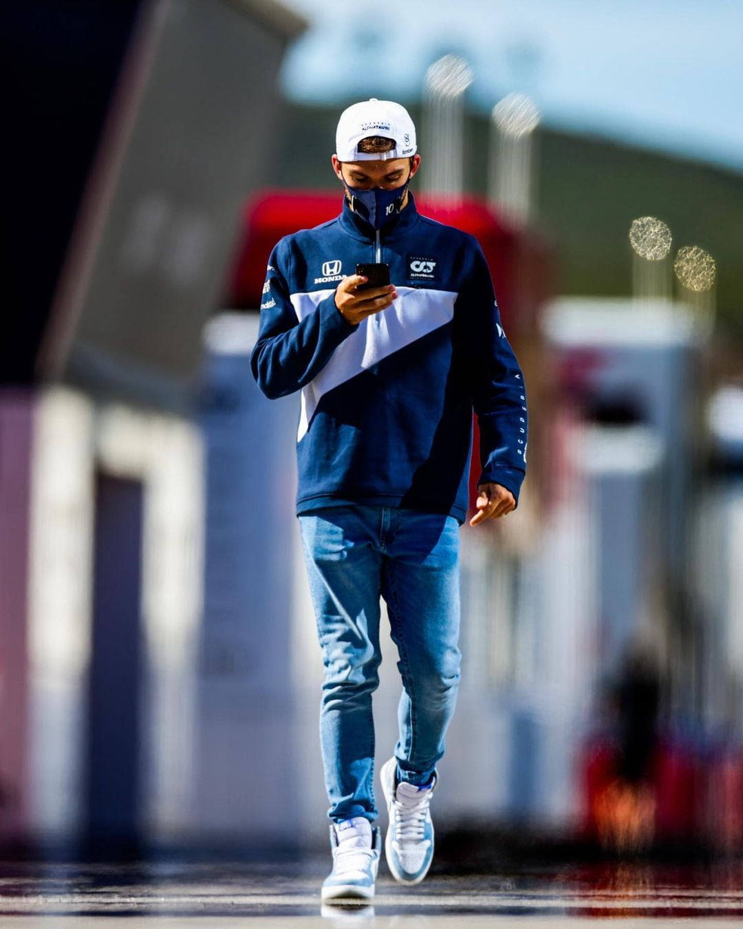 Pierre Gasly, blue Honda racing jacket, white cap, HD Phone Wallpaper