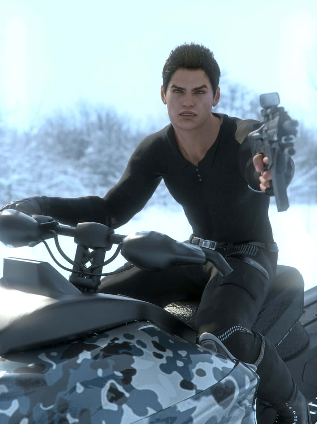 Piers Nivans, black gear, camo snowmobile, HD Phone Wallpaper