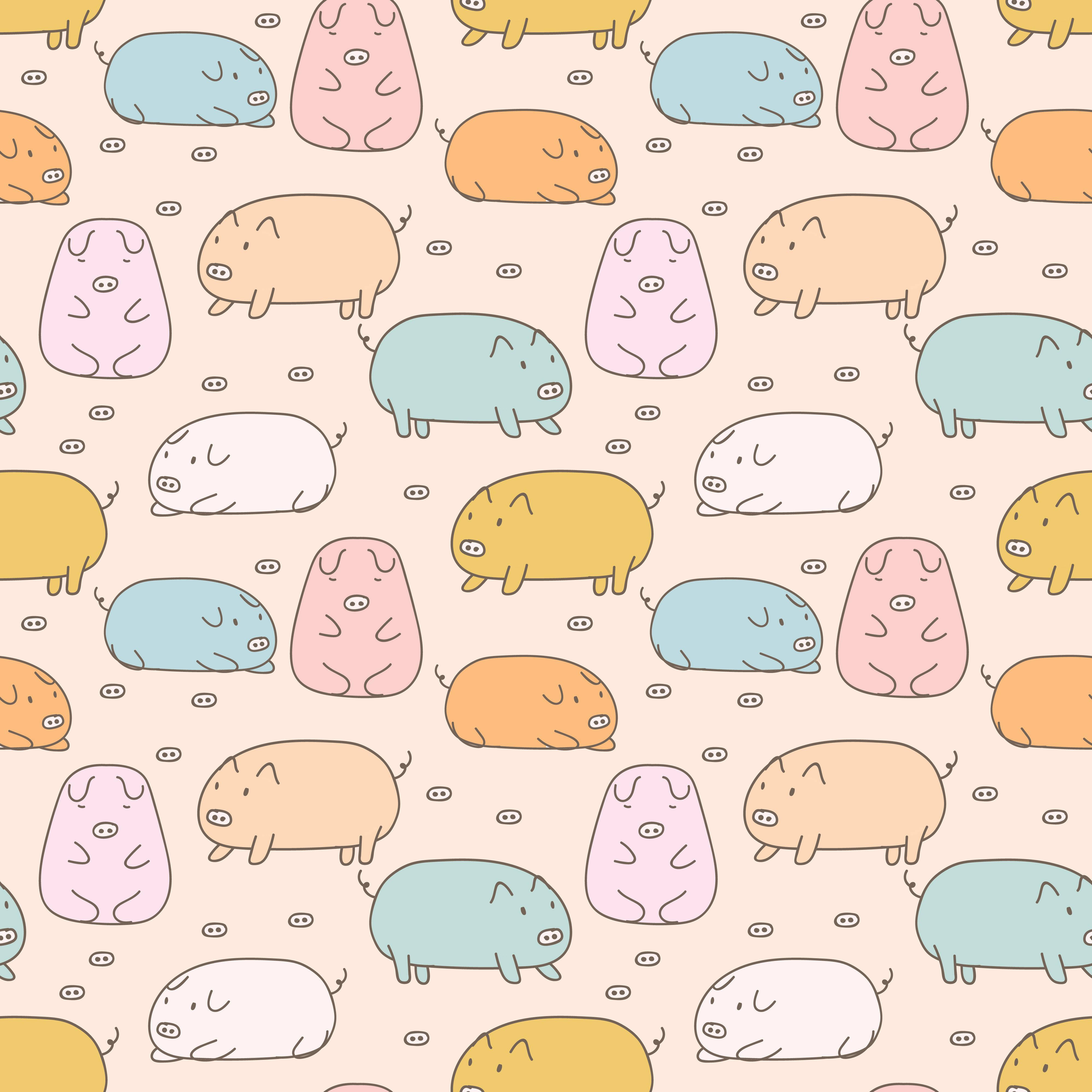 kawaii piggy, pastel-colored, cartoon pigs, 4K Desktop Wallpaper