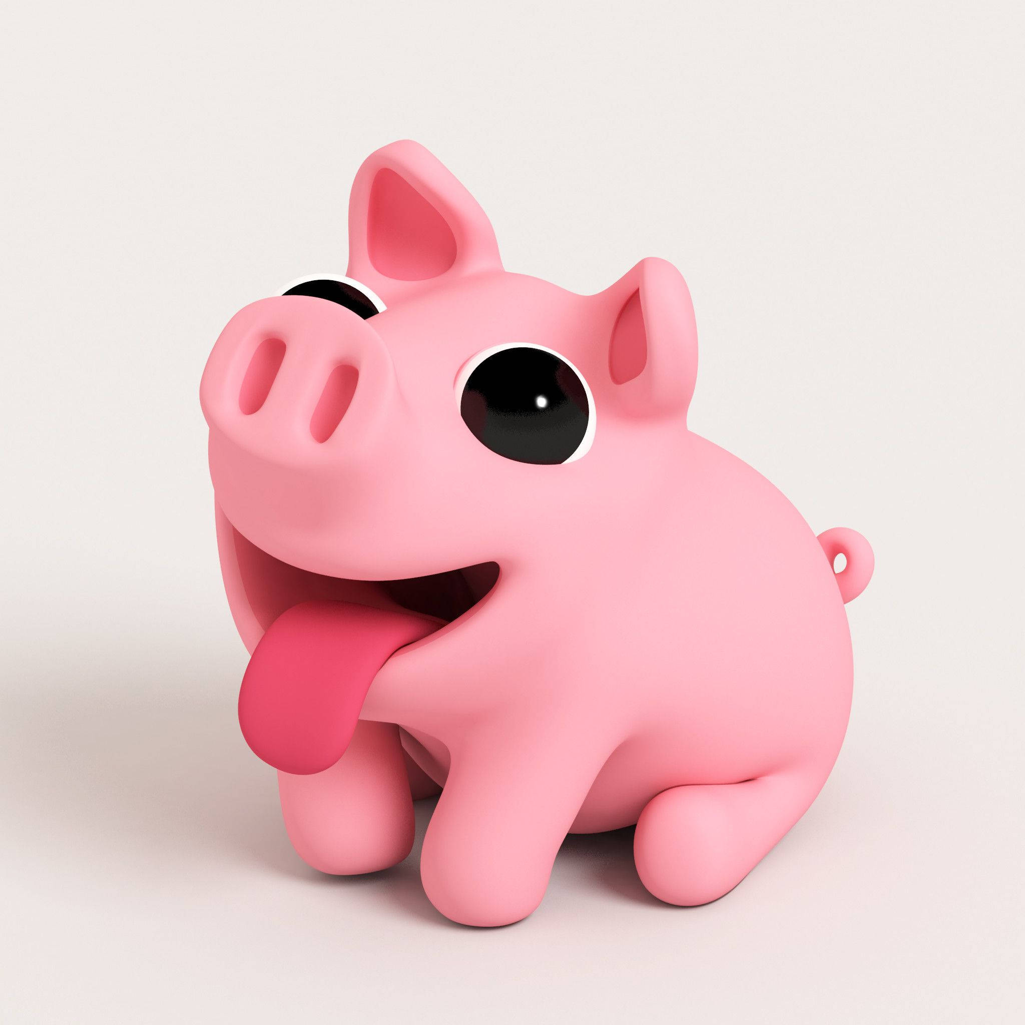Piggy, pink cartoon pig toy, big black eyes, Full HD Desktop Wallpaper