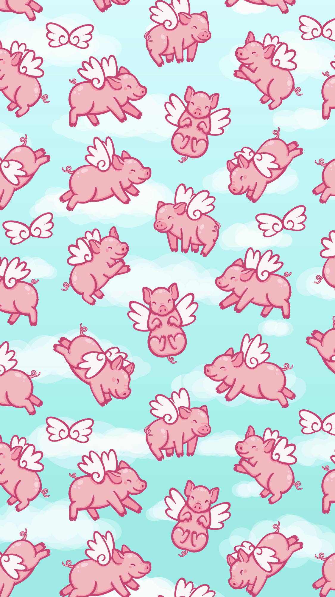 Flying Piggy, pink cartoon pigs, wings, Full HD Phone Wallpaper