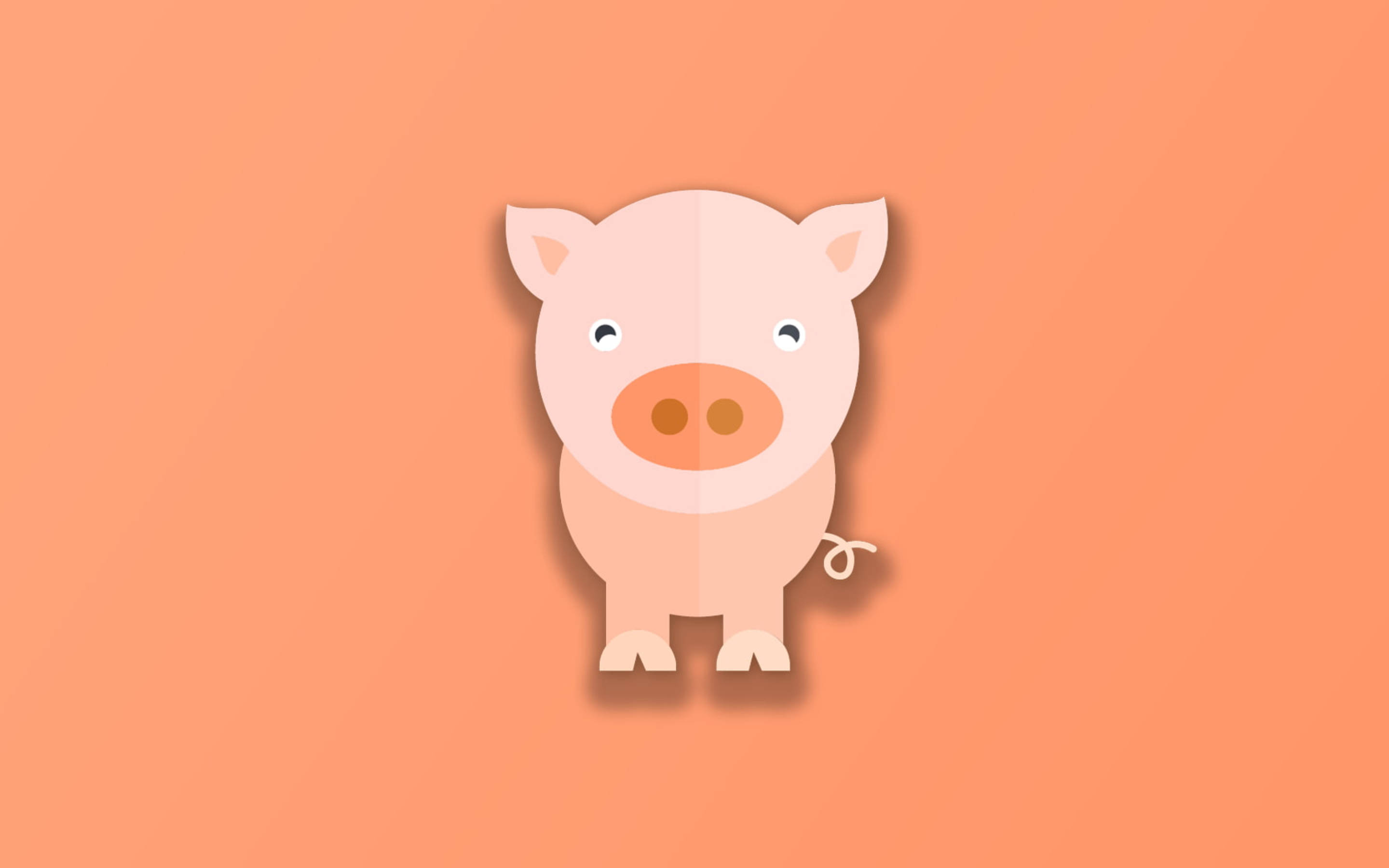 orange piggy, cartoon pig, big eyes, 2K Desktop Wallpaper