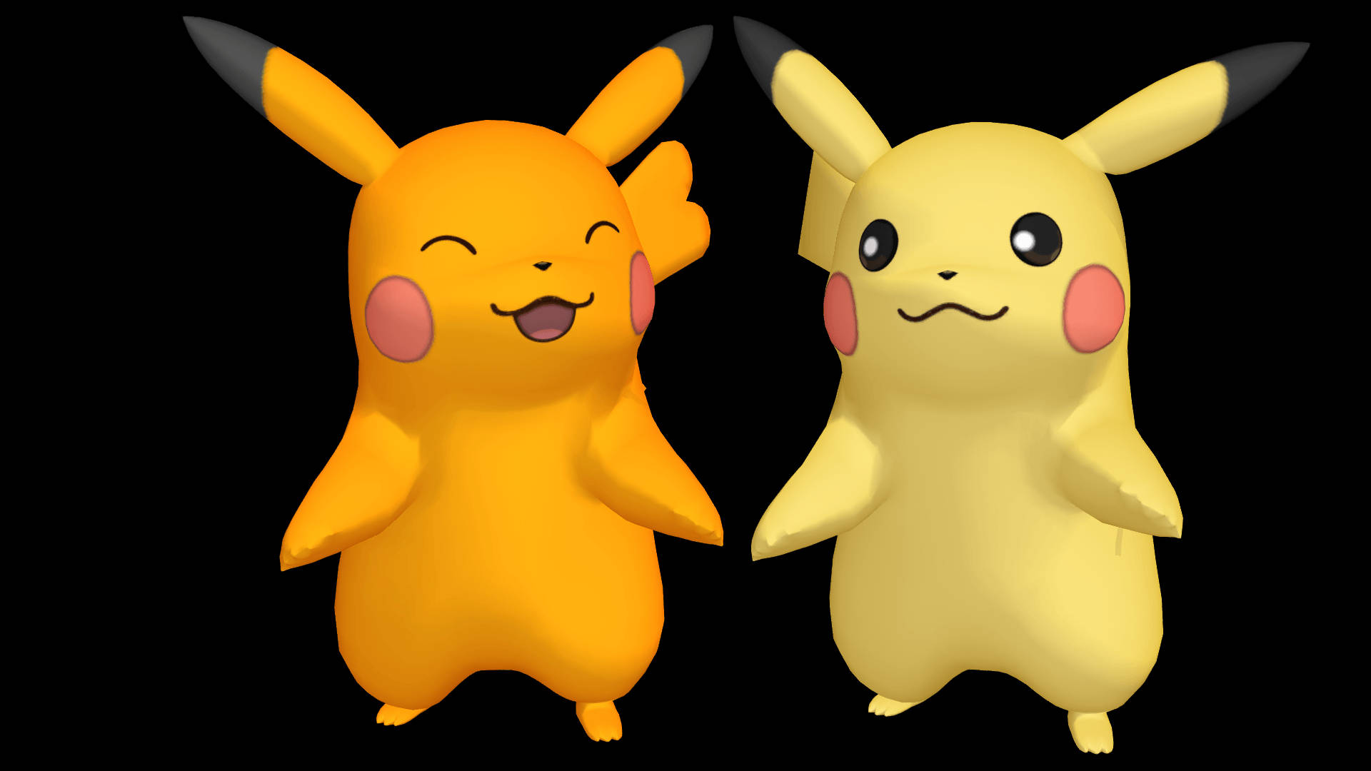 Pikachu 3D, Shiny Pokémons, orange, Full HD Desktop Wallpaper
