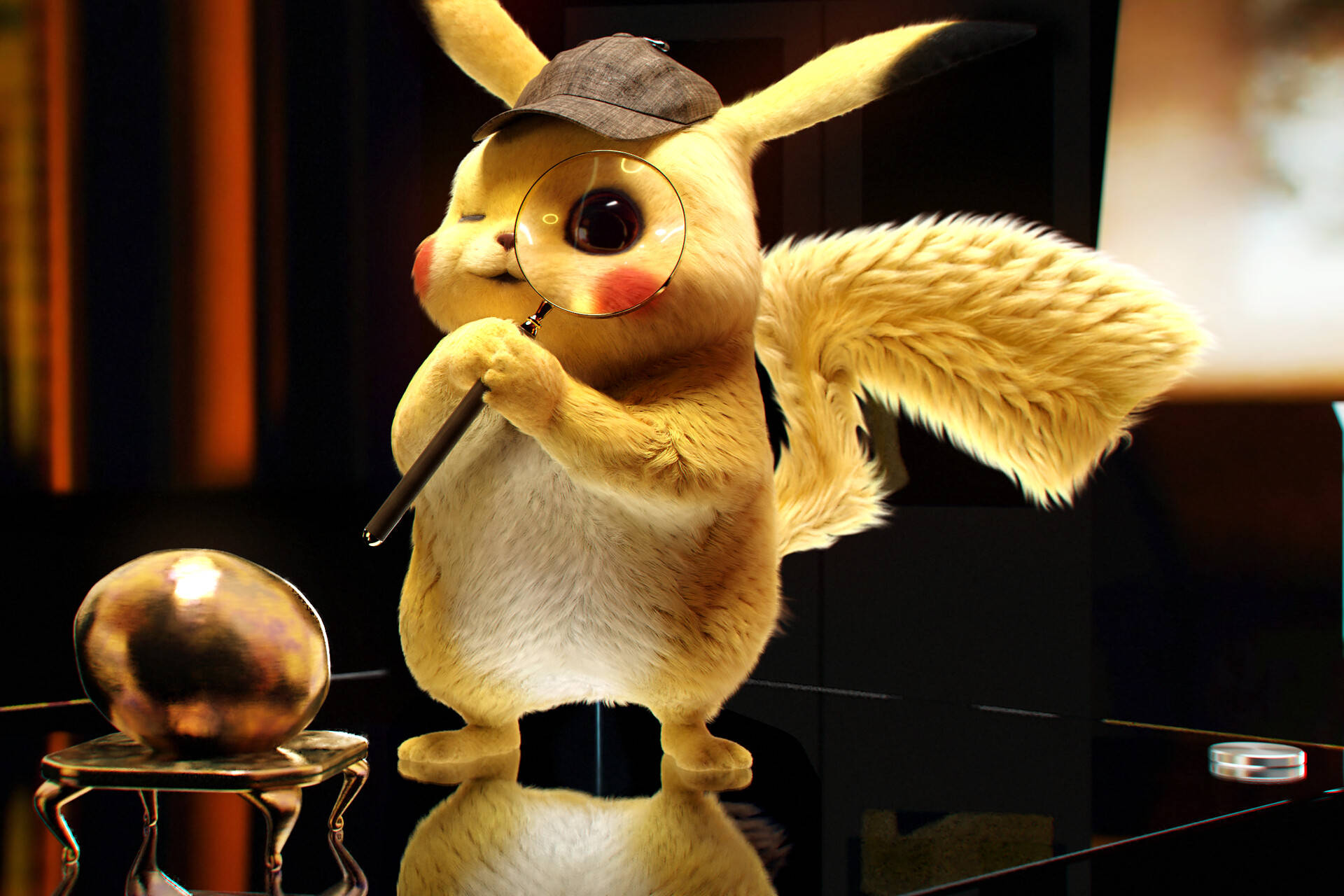 Pikachu 3d, detective hat, magnifying glass, Full HD Desktop Wallpaper