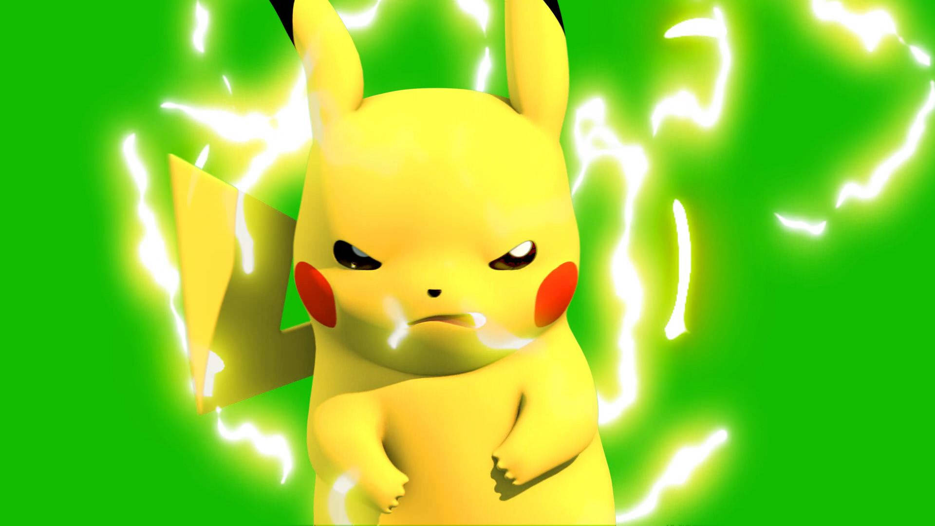 Pikachu, 3D-rendered, glowing yellow lightning bolts, Full HD Desktop Wallpaper
