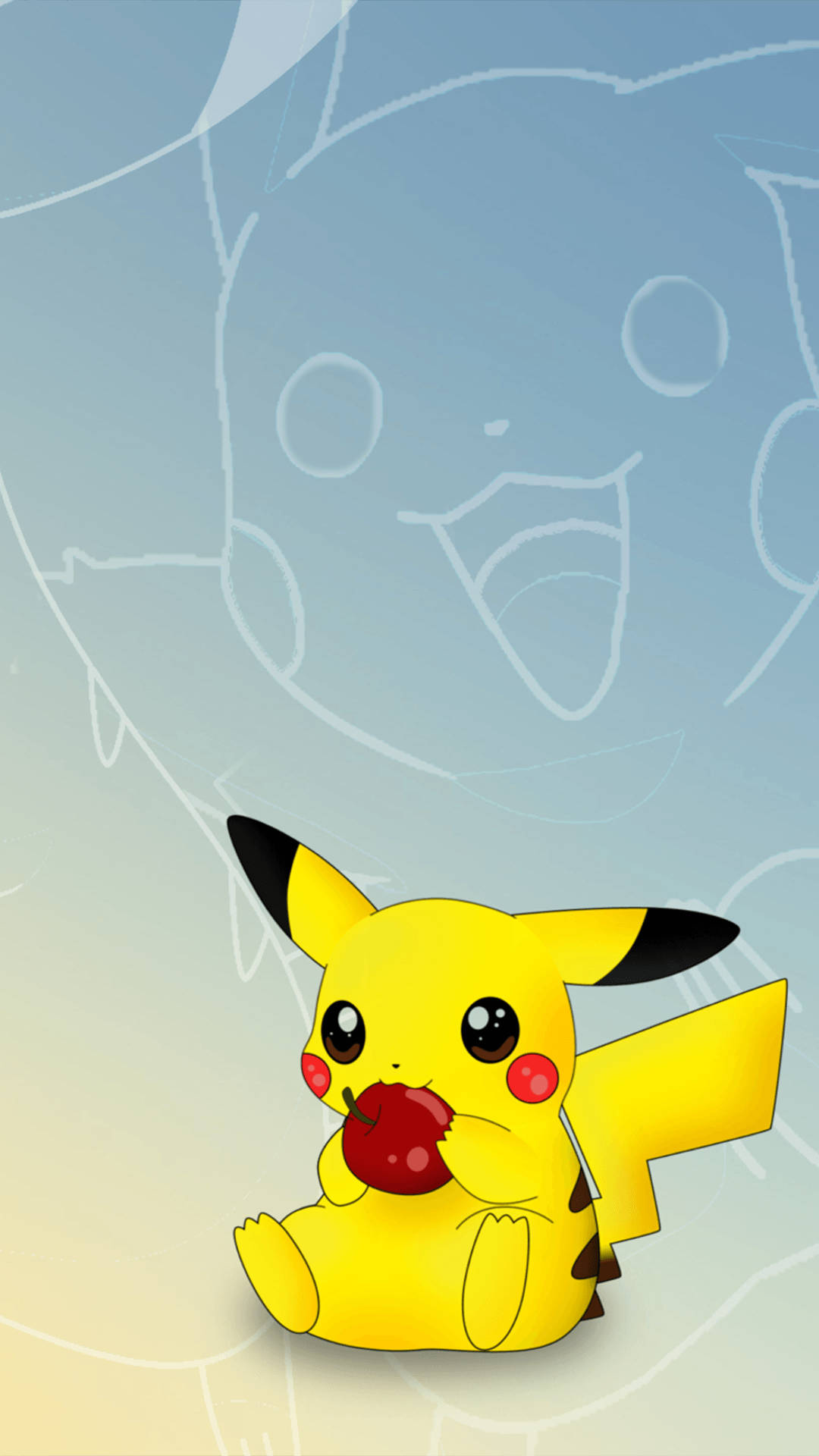 Pikachu, iPhone, red apple, Full HD Phone Wallpaper