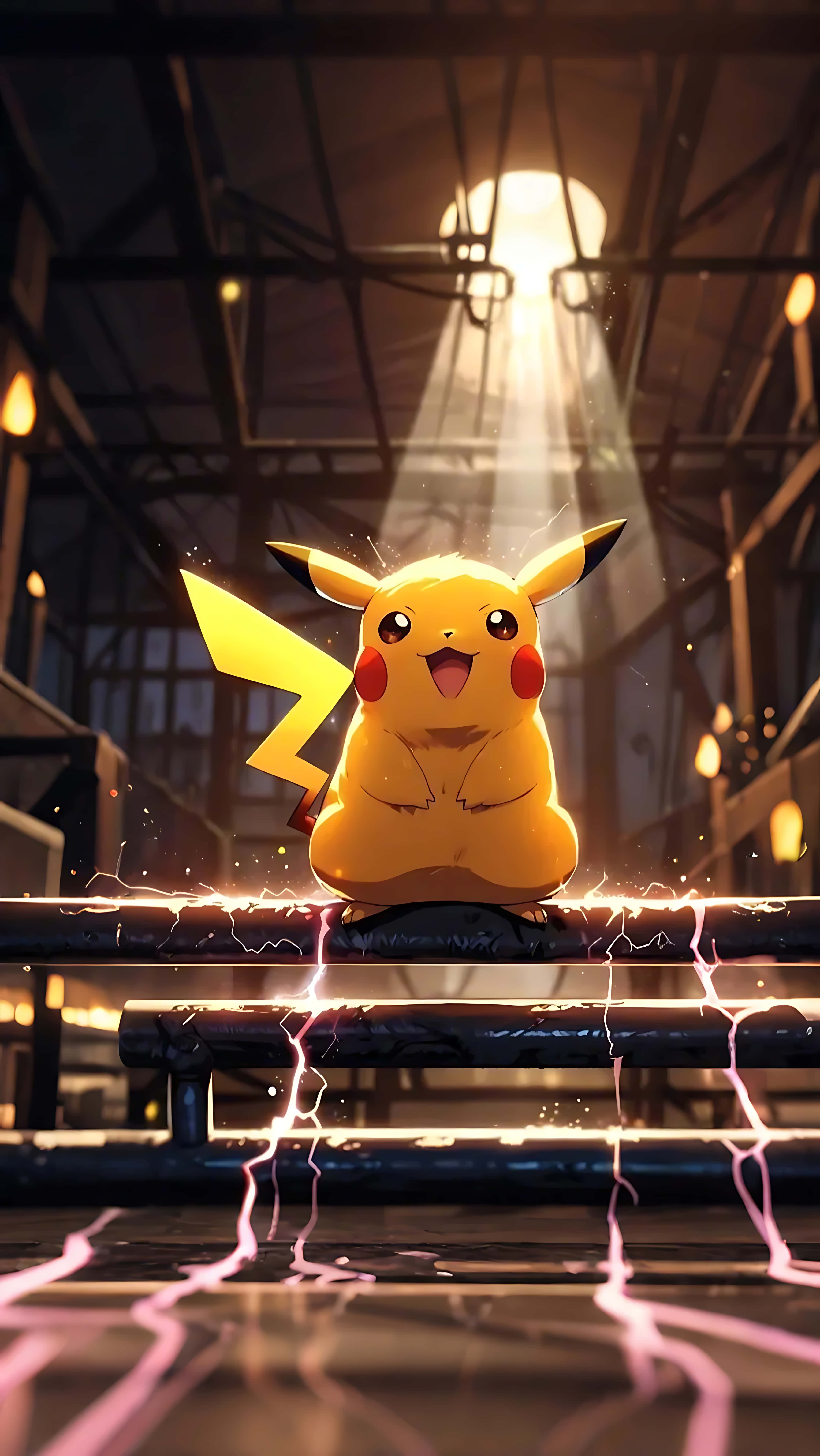 Pikachu, yellow, electric sparks, 5K Phone Wallpaper
