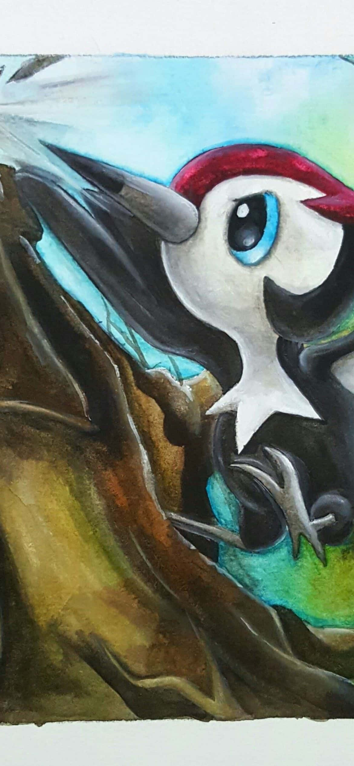 Pikipek, red crest, blue eye, Full HD Phone Wallpaper