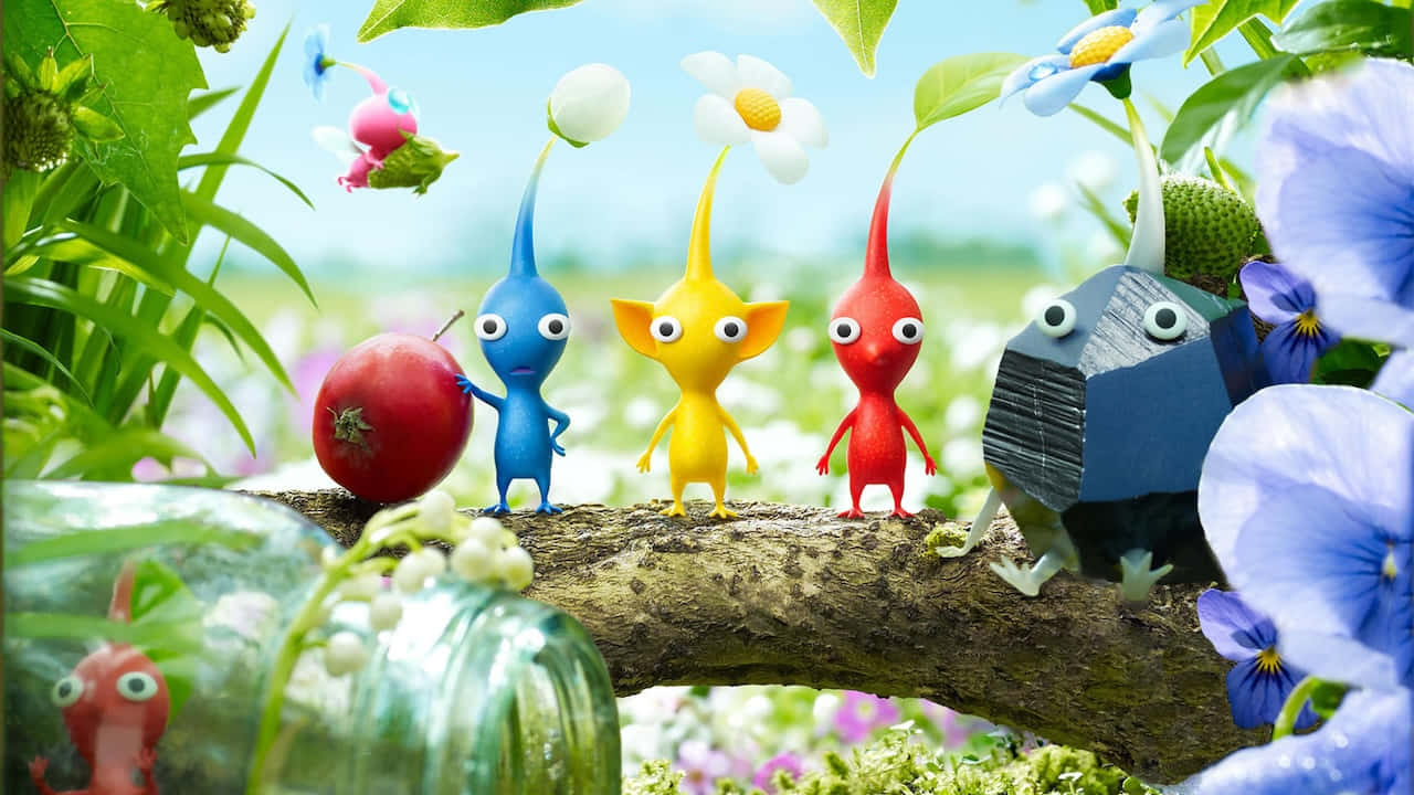 Pikmin, garden, mossy branch, HD Desktop Wallpaper