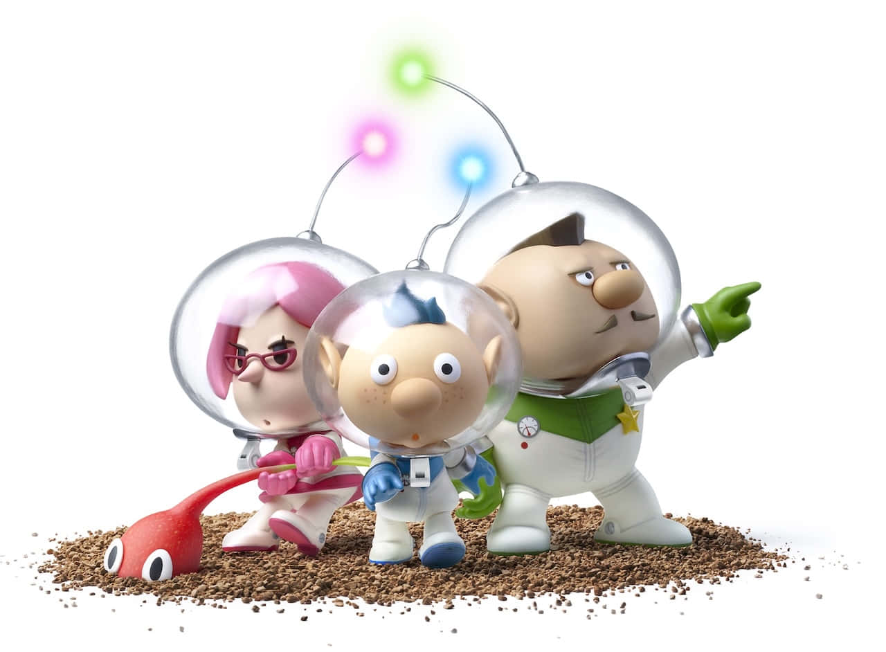 Pikmin, red Pikmin, cartoon astronauts, HD Desktop Wallpaper