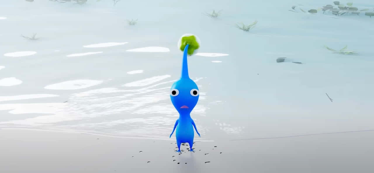 Blue Pikmin, shallow water, green fruit, HD Desktop Wallpaper