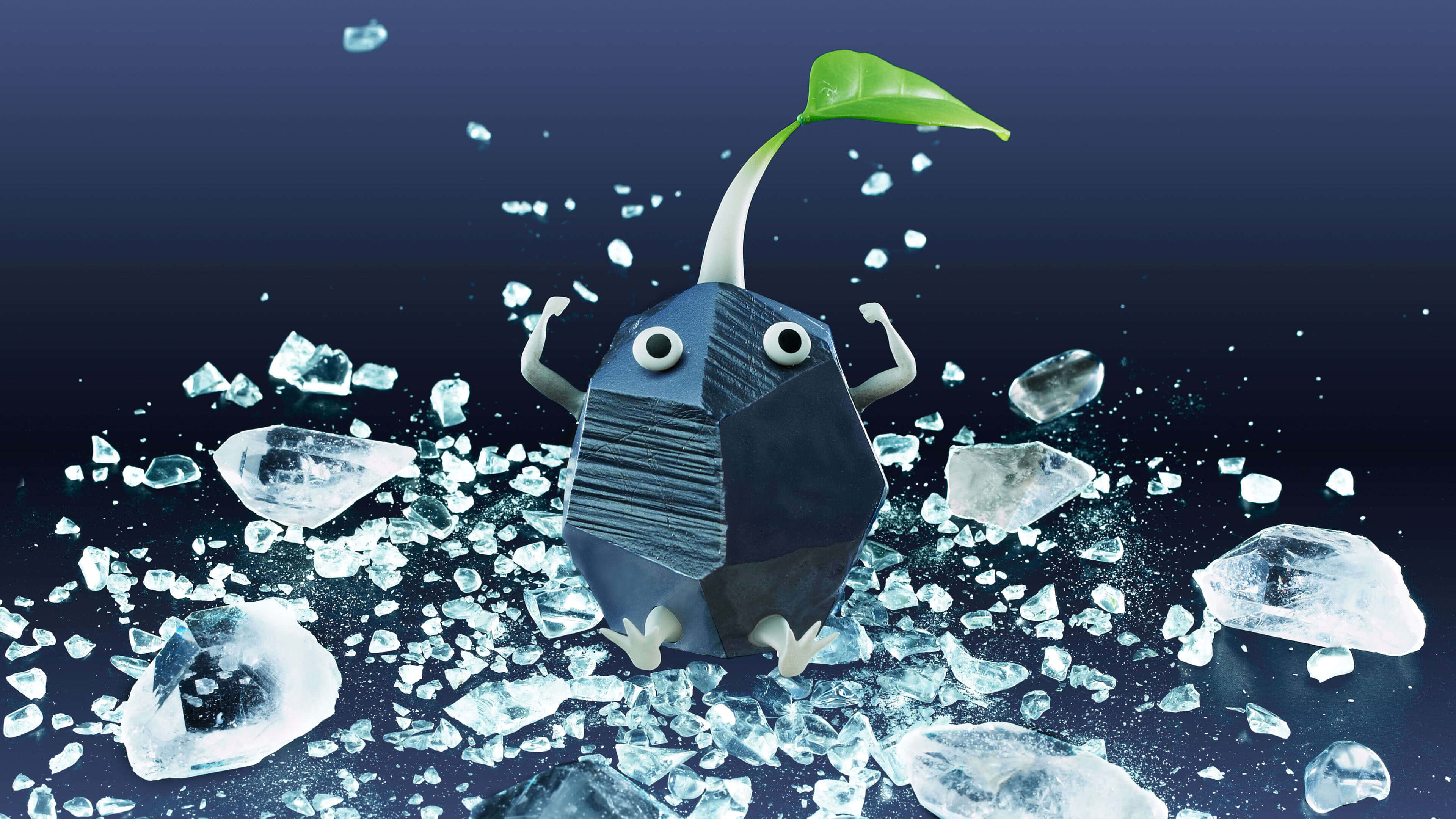 Pikmin, green sprout, shattered ice, 4K Desktop Wallpaper
