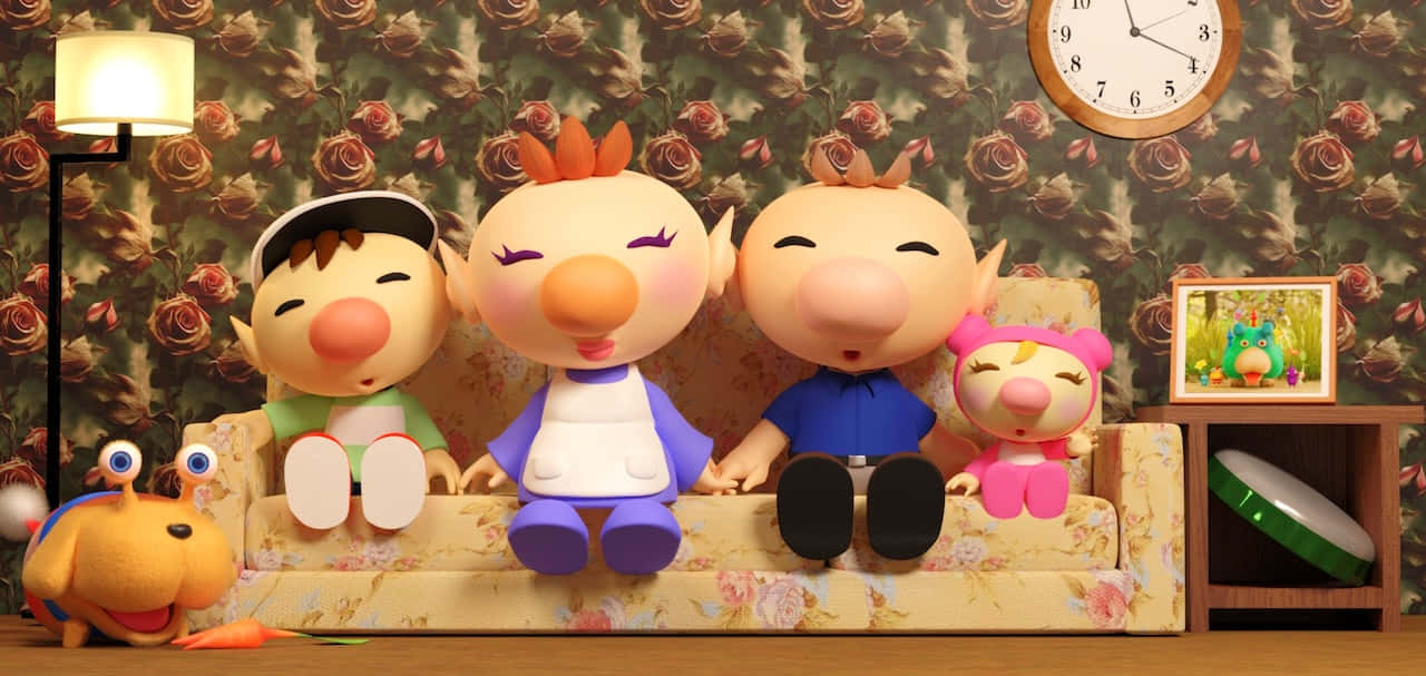 Pikmin, couch, floral couch, HD Desktop Wallpaper
