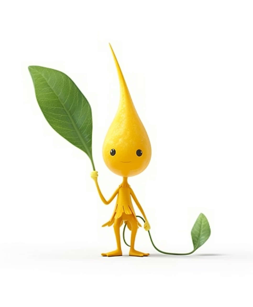 Yellow Pikmin, leaf limbs, large green leaf, HD Phone Wallpaper