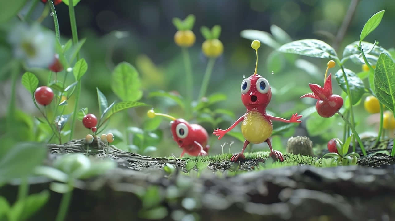 Pikmin, red, yellow, HD Desktop Wallpaper
