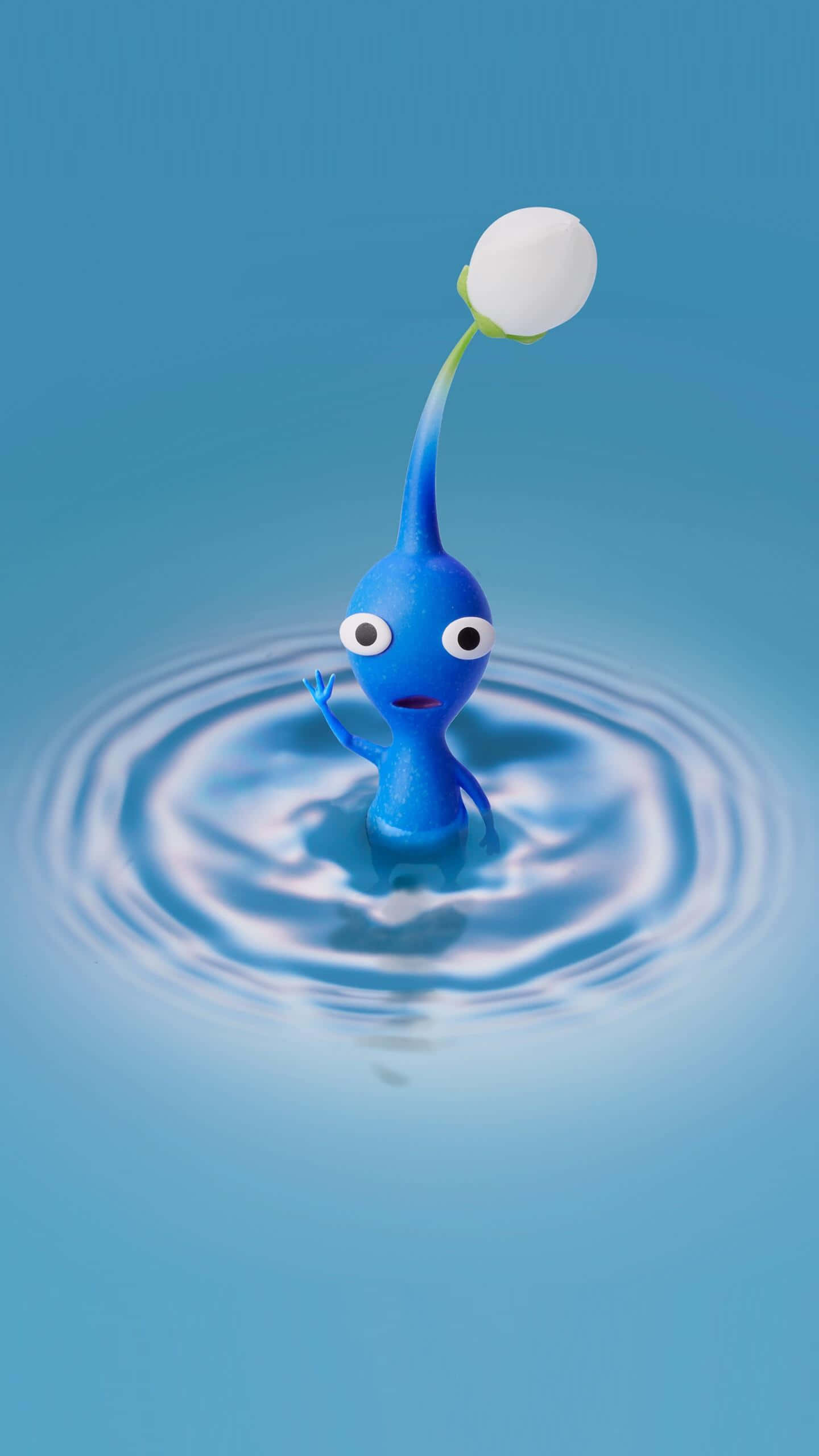 Blue Pikmin, water ripples, white orb, 2K Phone Wallpaper