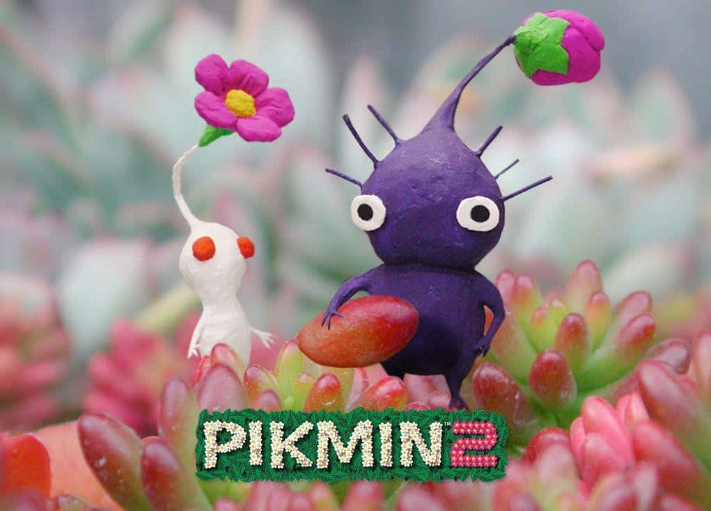 Pikmin, Pikmin 2 logo, white Pikmin, SD Desktop Wallpaper