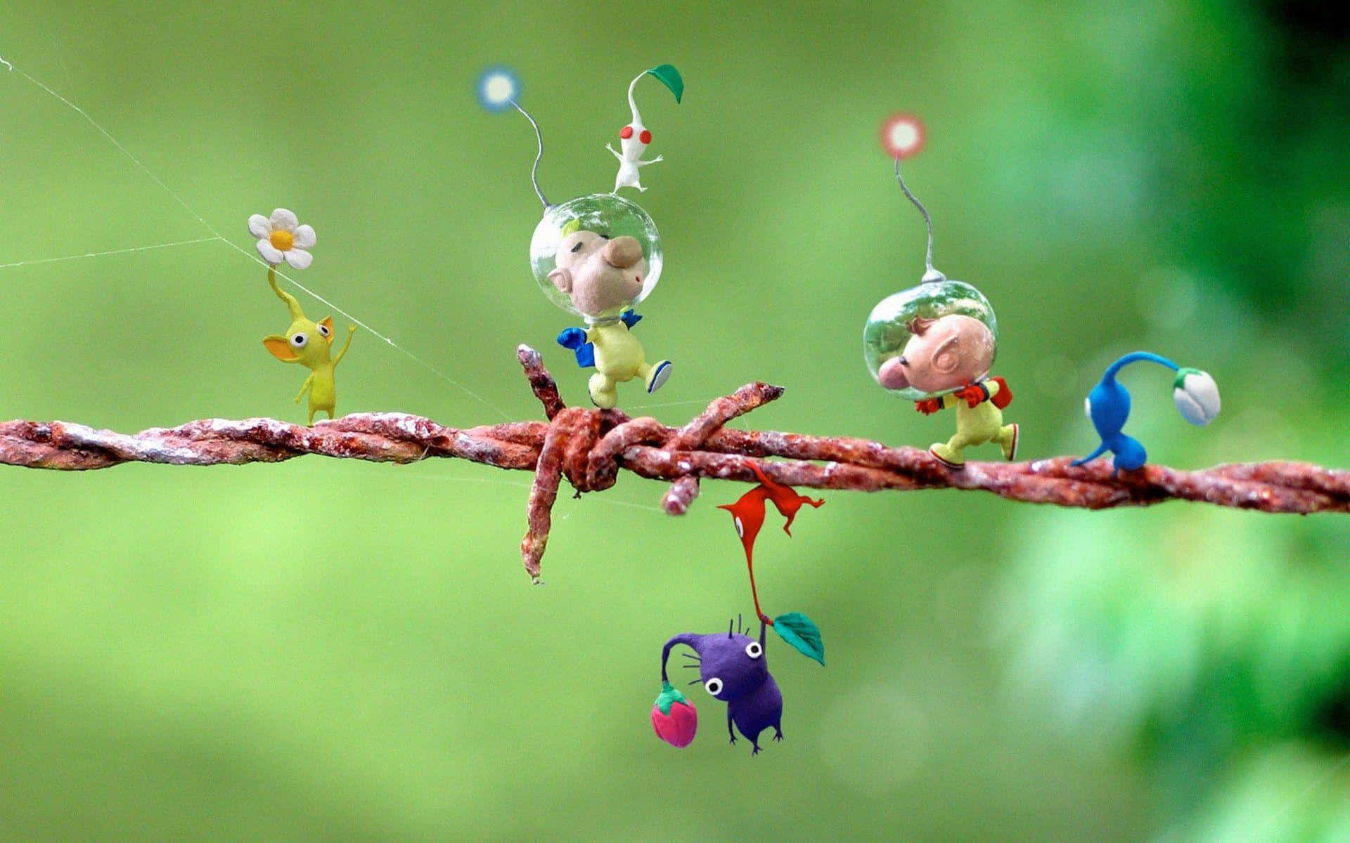 Pikmin, twisted vine, glass domes, Full HD Desktop Wallpaper