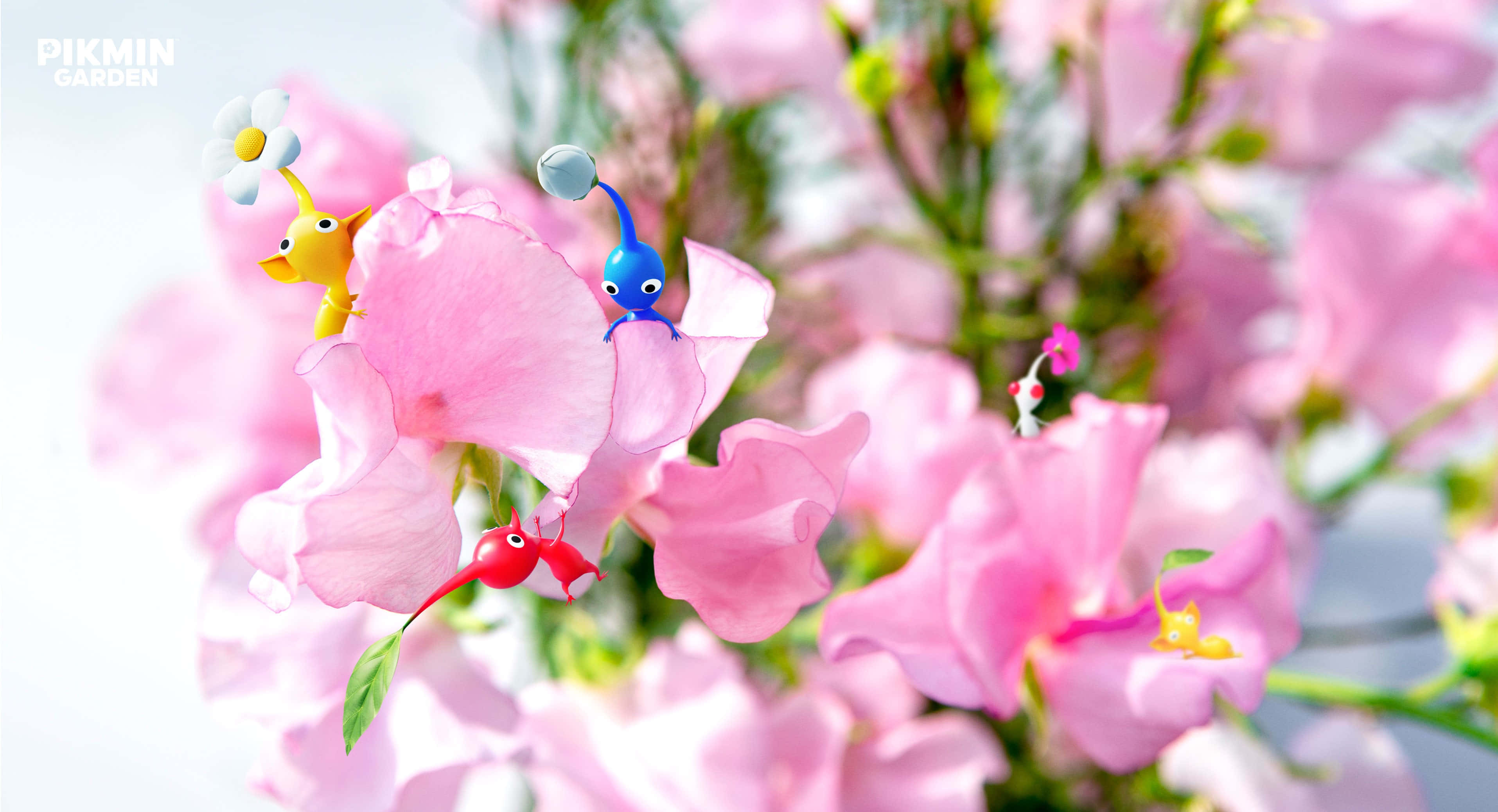 Pikmin, floral adventure, pink flower petals, 2K Desktop Wallpaper