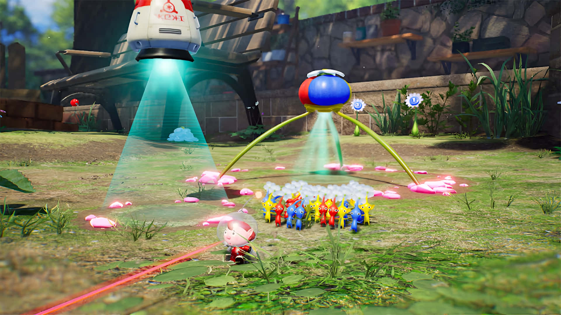 Pikmin, red outfit, colorful Pikmin units, Full HD Desktop Wallpaper