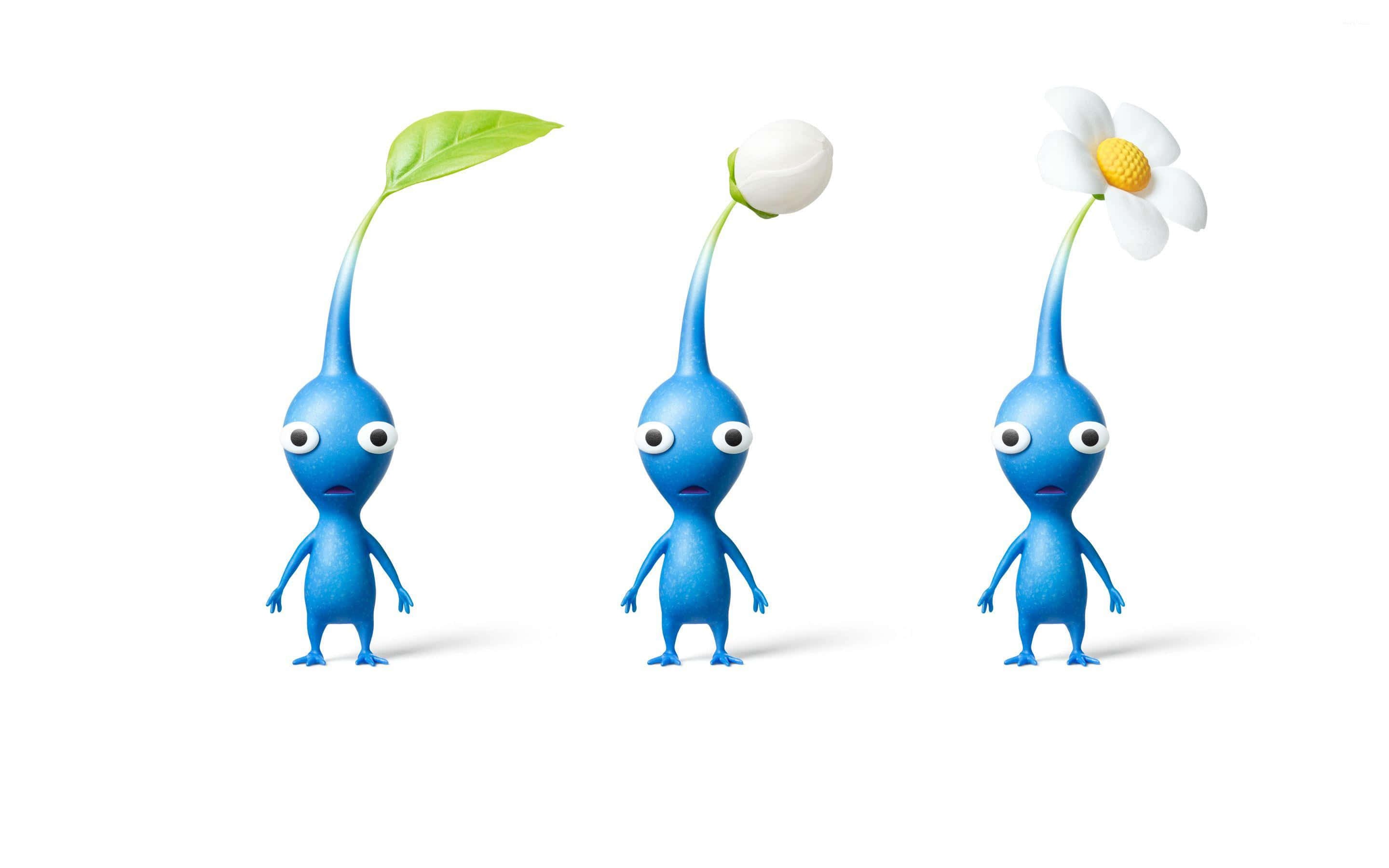 Blue Pikmin, cartoon creatures, plants, 2K Desktop Wallpaper