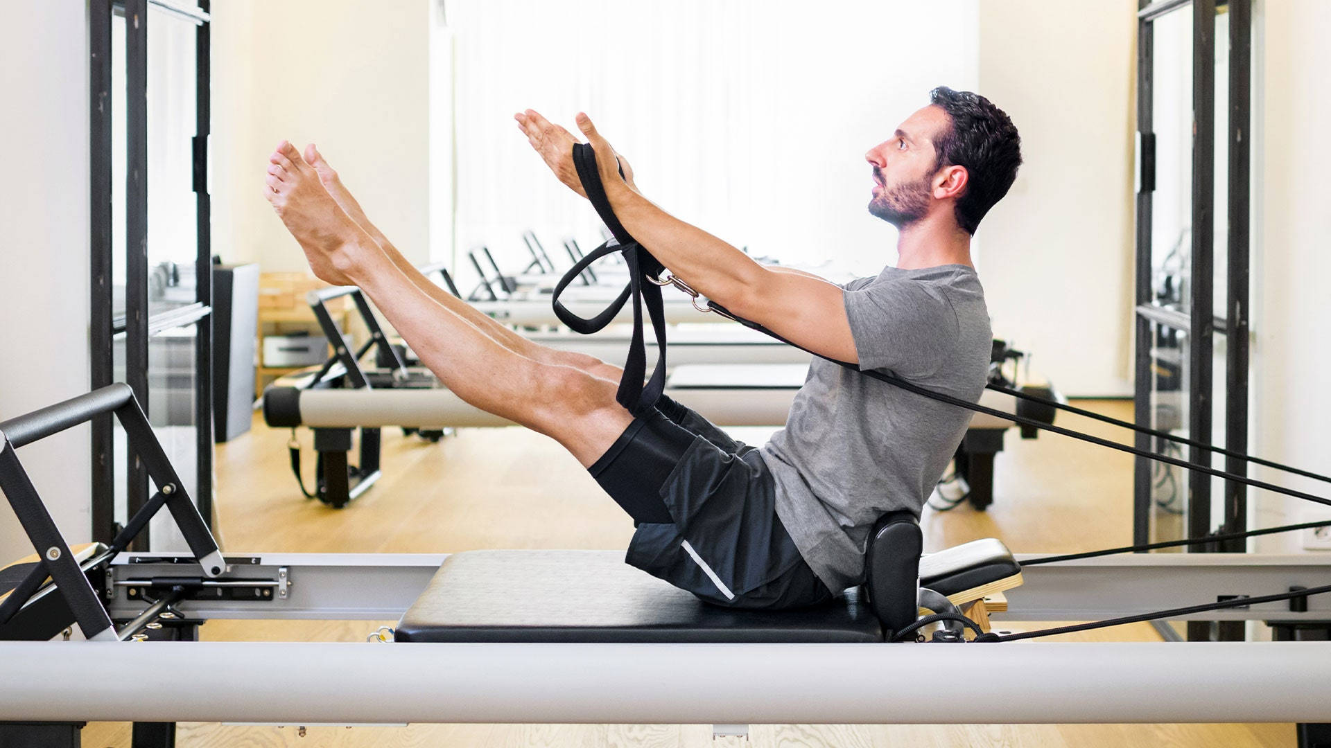 Pilates, reformer machine, modern studio, Full HD Desktop Wallpaper