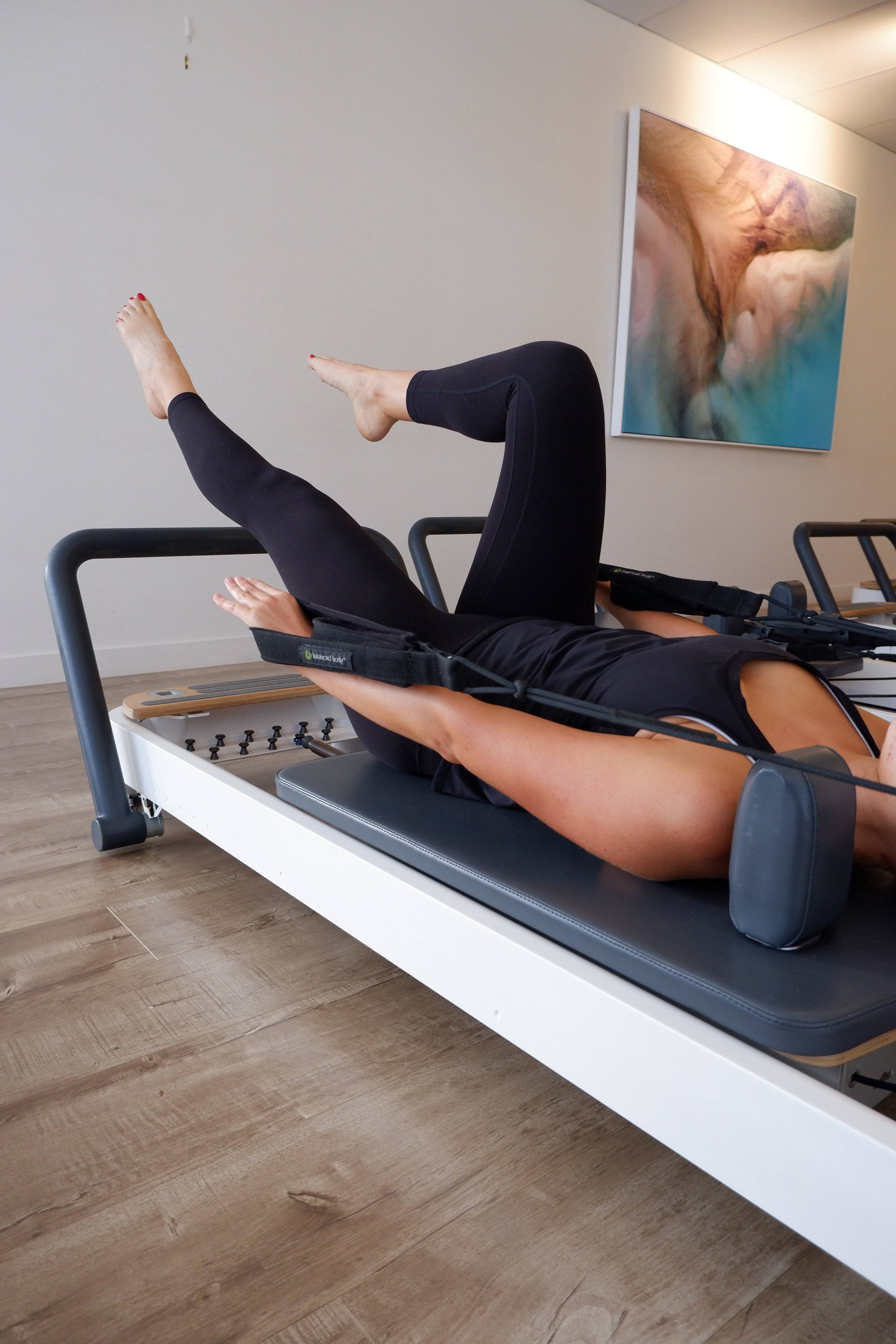 Pilates, reformer machine, black leggings, 2K Phone Wallpaper