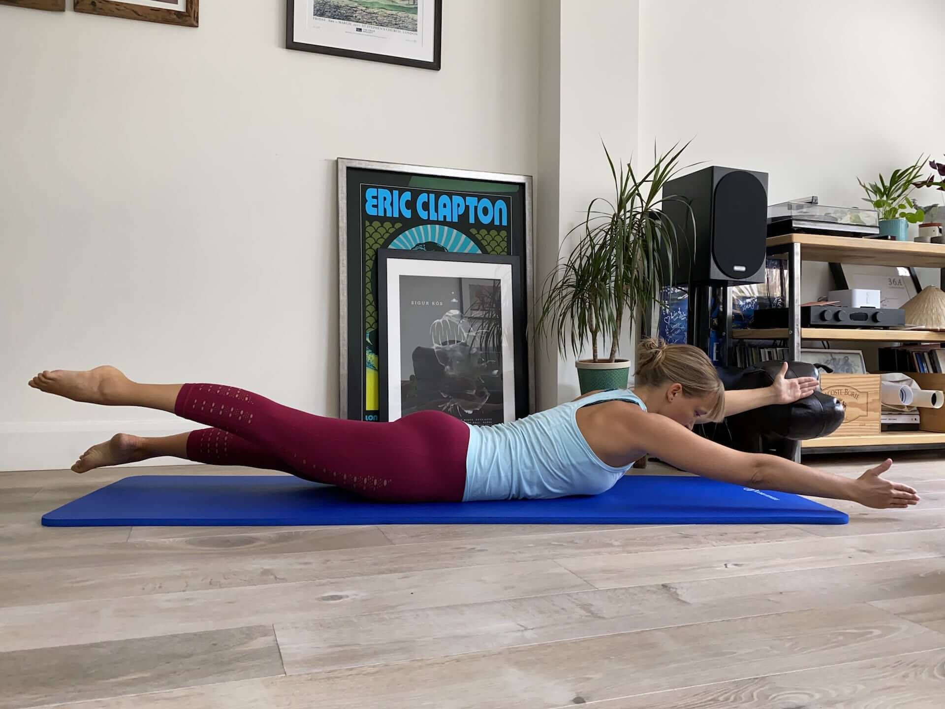 maroon leggings, light blue top, blue mat, Full HD Desktop Wallpaper