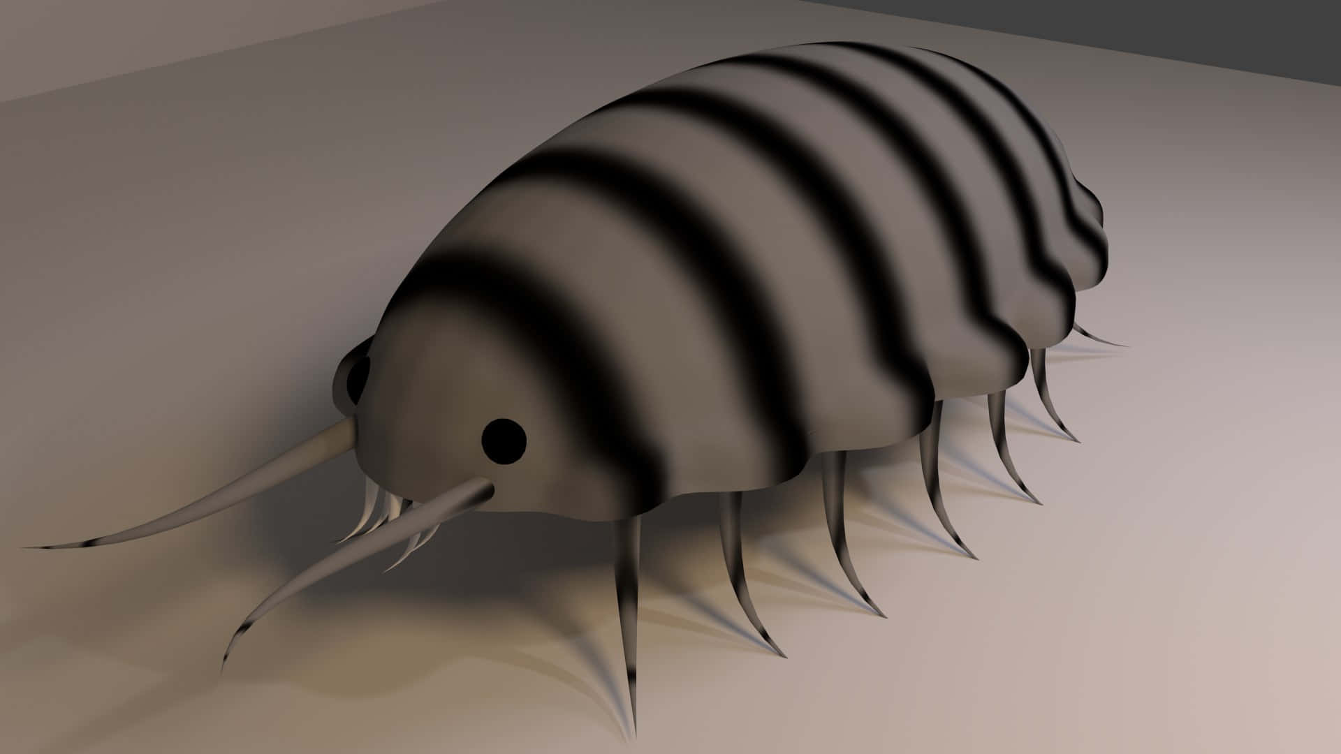 3d rendered, pillbug, bold black and gray stripes, Full HD Desktop Wallpaper
