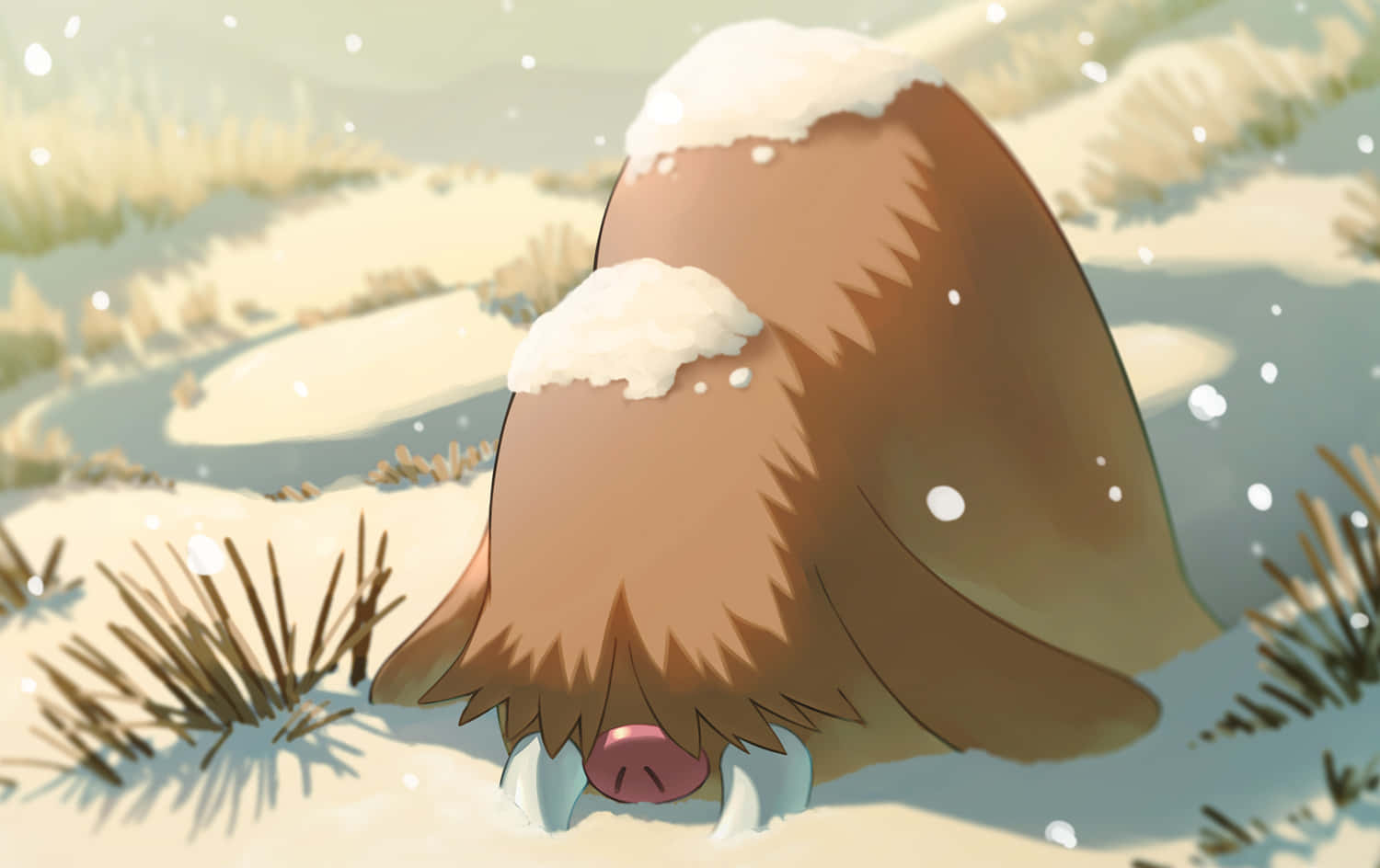 Piloswine, snow, snowy field, HD Desktop Wallpaper