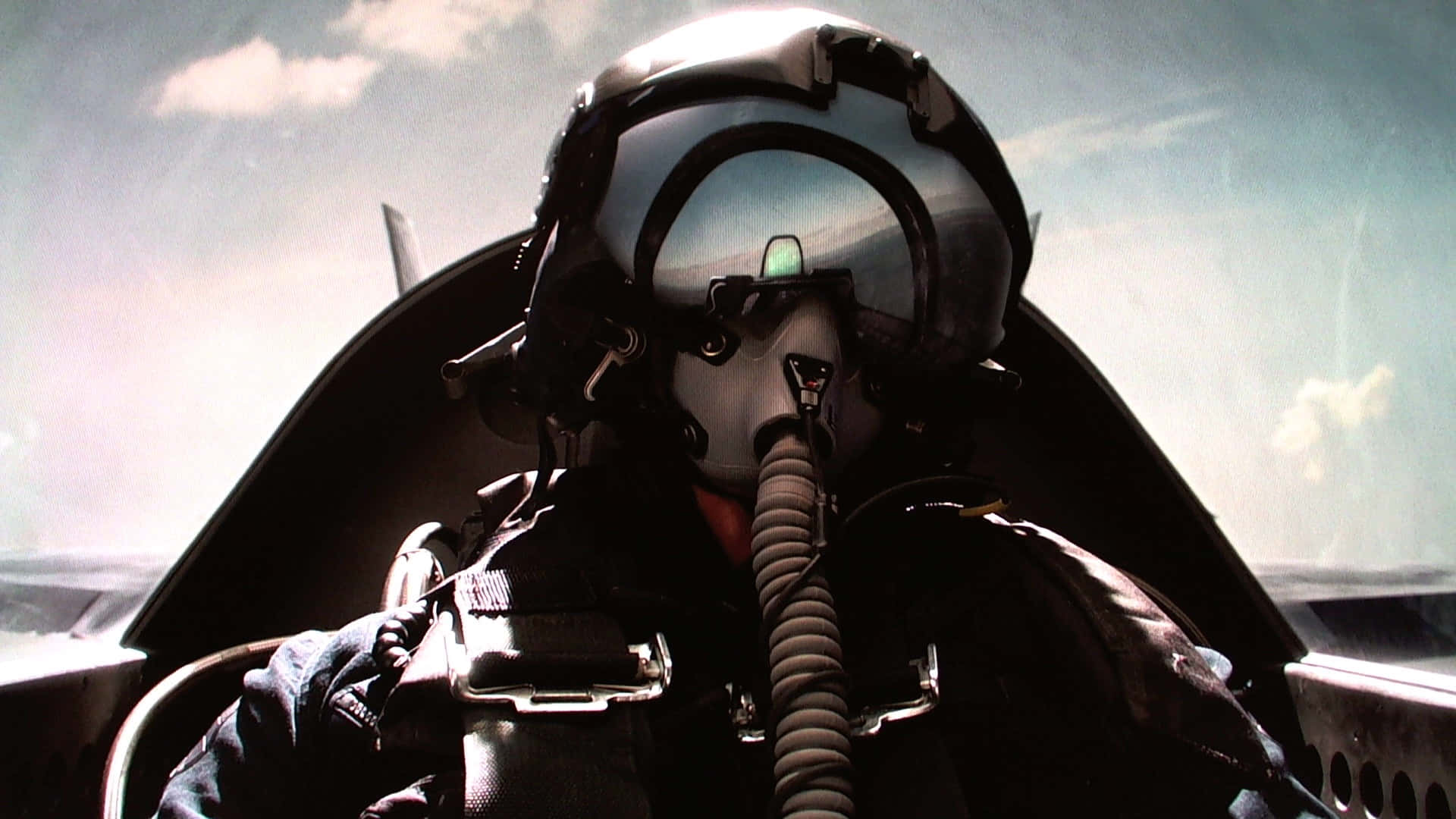 fighter pilot, helmet, oxygen mask, Full HD Desktop Wallpaper
