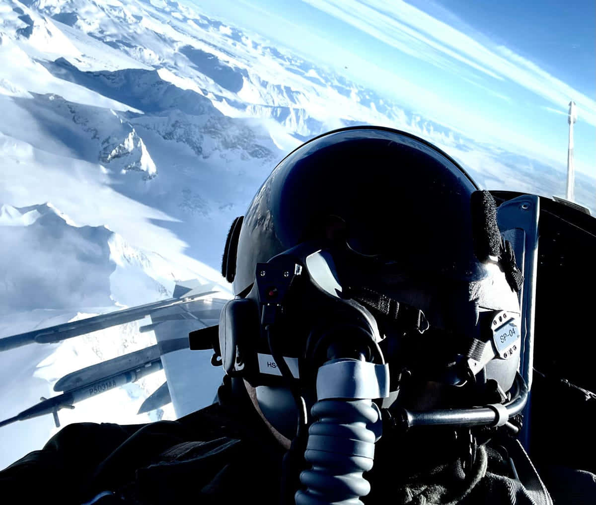 Pilot, snowcapped mountain range, clear blue sky, SD Desktop Wallpaper