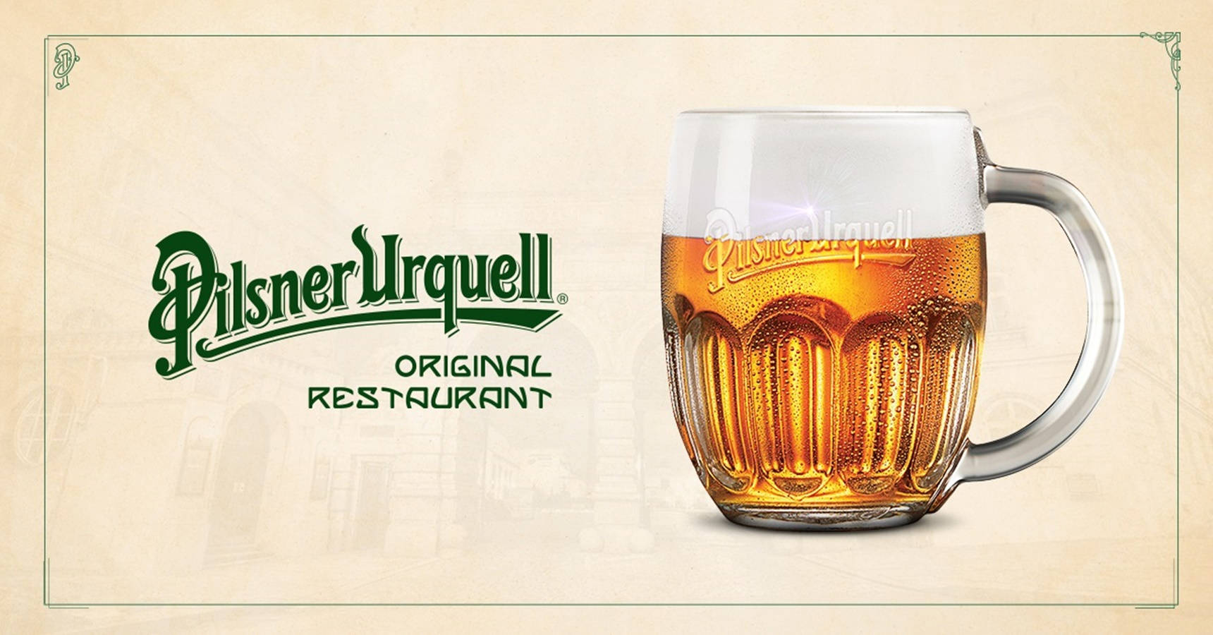 Pilsner Urquell, green logo, ribbed glass mug, HD Desktop Wallpaper