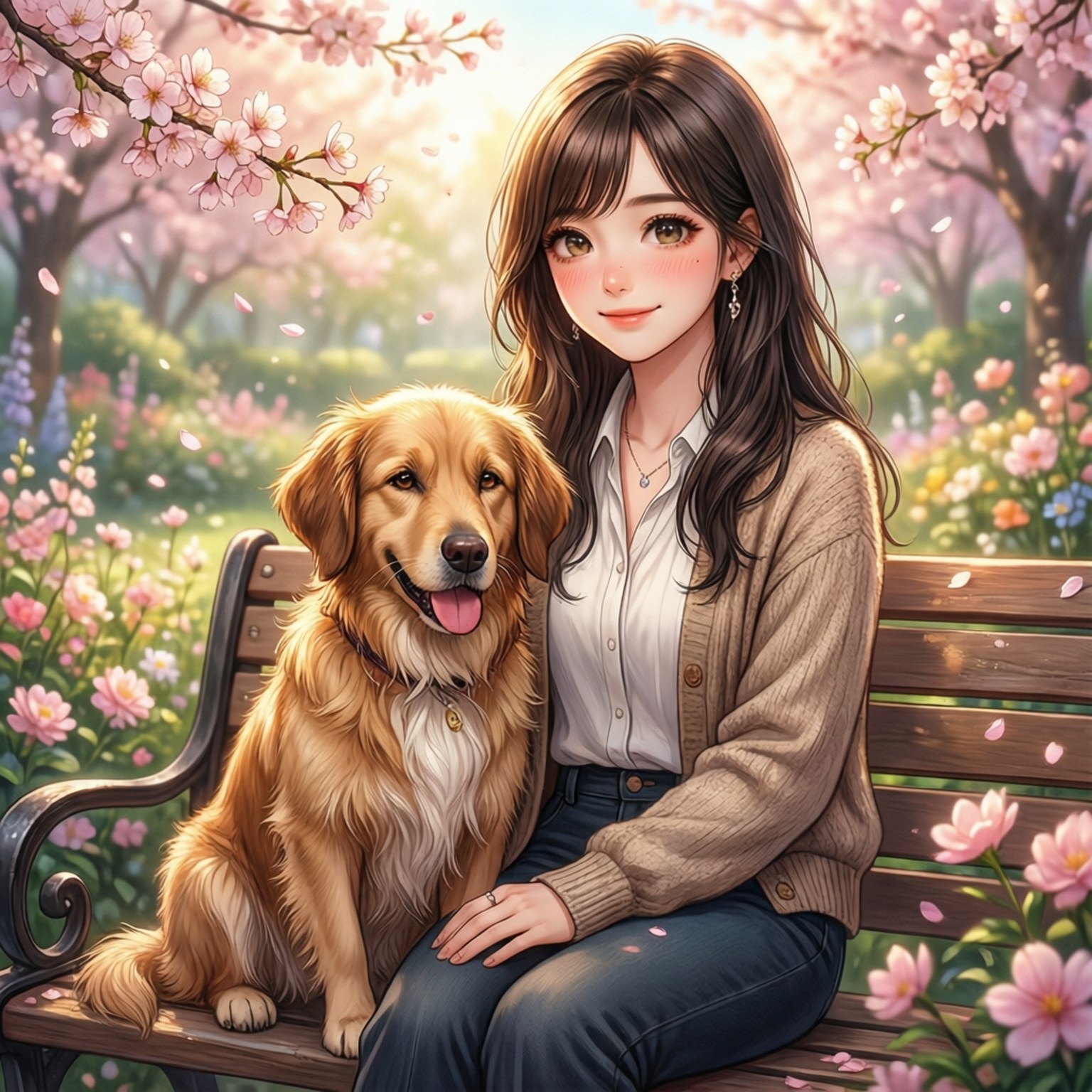 Pinako Rockbell, dog, bench, HD Desktop Wallpaper