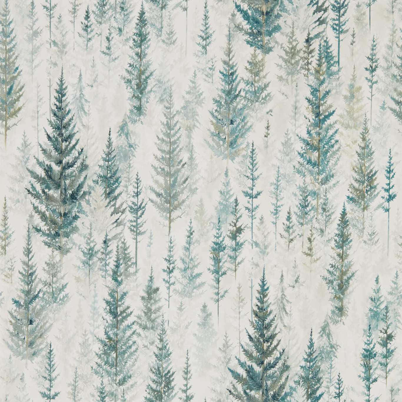 Winter Pine Forest Pattern, watercolor-style, tall evergreen trees, HD Desktop Wallpaper
