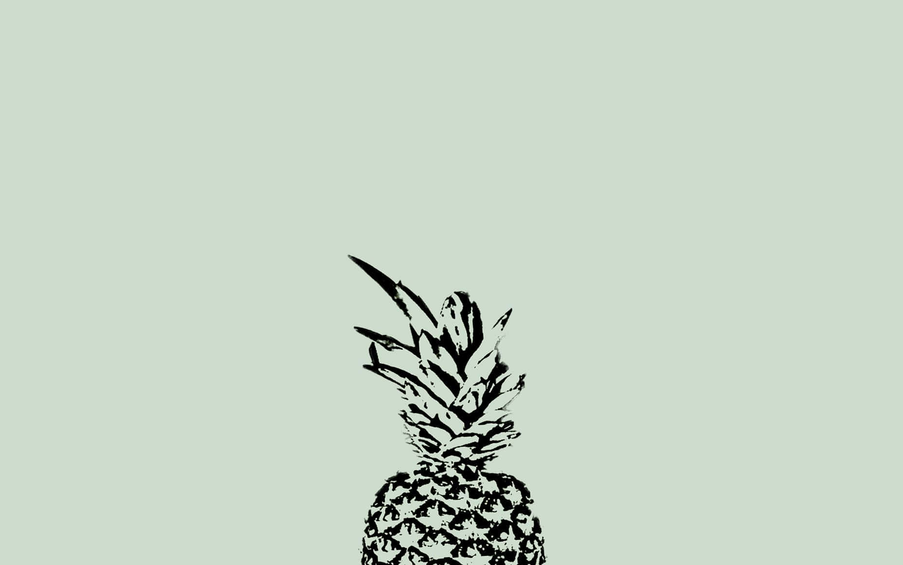 pineapple desktop, black pineapple silhouette, mint green background, HD Desktop Wallpaper