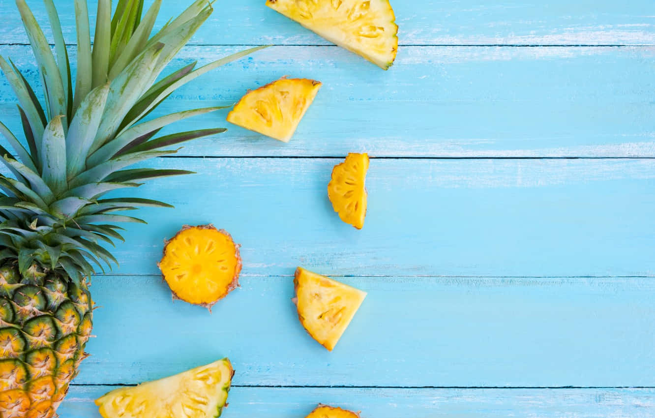 Pineapple Desktop, pineapple slices, pineapple crown, HD Desktop Wallpaper