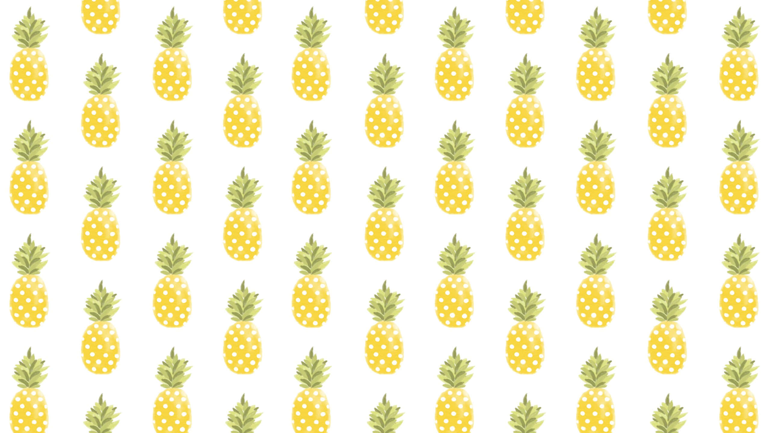 Pineapple Desktop, yellow pineapples, white polka dots, 2K Desktop Wallpaper