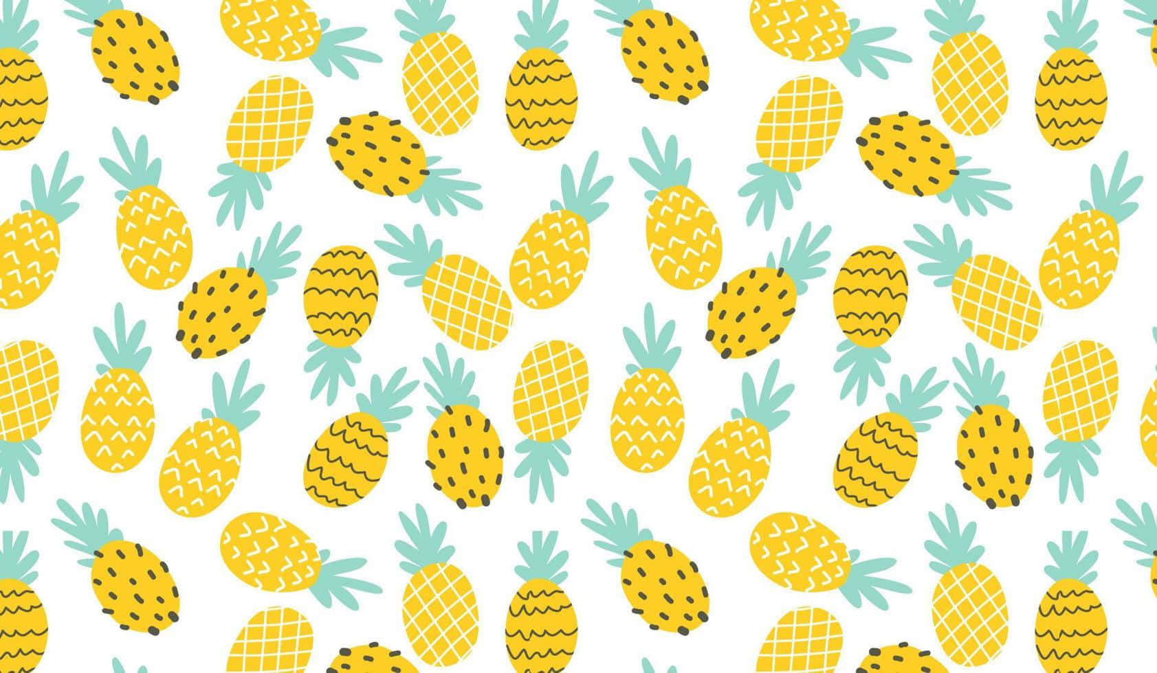 Pineapple Desktop, vibrant yellow, teal crowns, HD Desktop Wallpaper