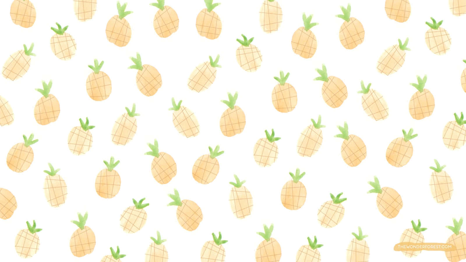 Pineapple Desktop, watercolor pineapples, green crowns, HD Desktop Wallpaper